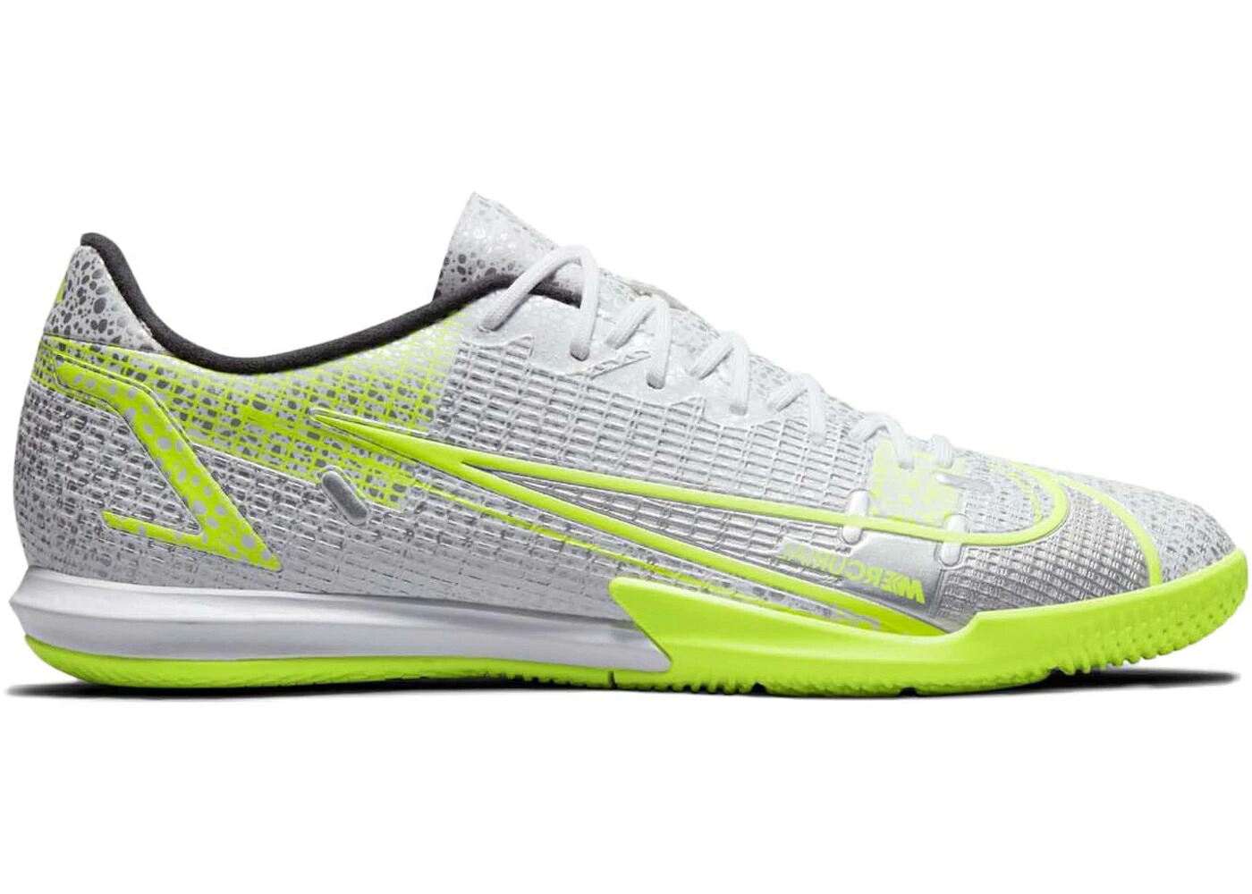 ナイキ アカデミー 銀色 シルバー 白色 ホワイト 黒色 ブラック スニーカー メンズ NIKE MERCURIAL VAPOR 14 ACADEMY IC METALLIC SILVER VOLT / WHITE METALLIC SILVER VOLT BLACK｜スニケス