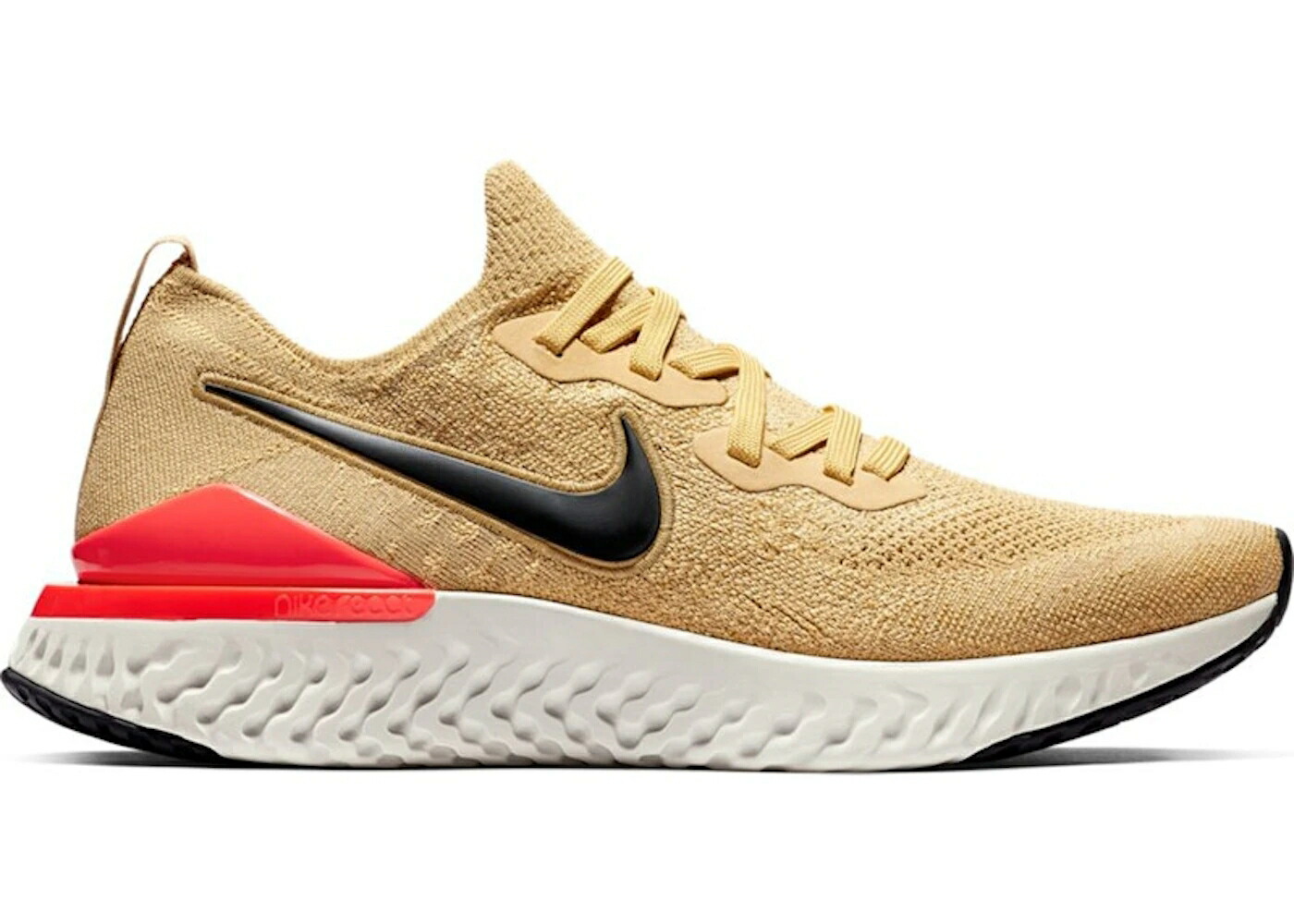 ナイキ エピック リアクト フライニット クラブ ゴールド 黒色 ブラック 赤 レッド スニーカー メンズ NIKE EPIC REACT FLYKNIT 2 CLUB GOLD BLACK RED ORBIT / CLUB GOLD BLACK RED ORBIT