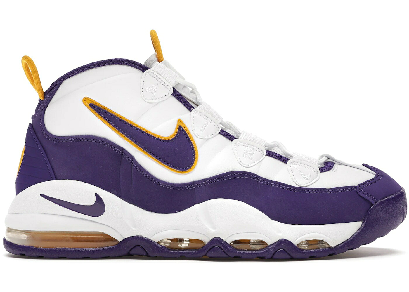 ナイキ マックス アップテンポ レイカーズ 白色 ホワイト コート 紫 パープル エアマックス スニーカー メンズ NIKE AIR MAX UPTEMPO LAKERS DEREK FISHER / WHITE COURT PURPLE WHITE WHITE|スニケス