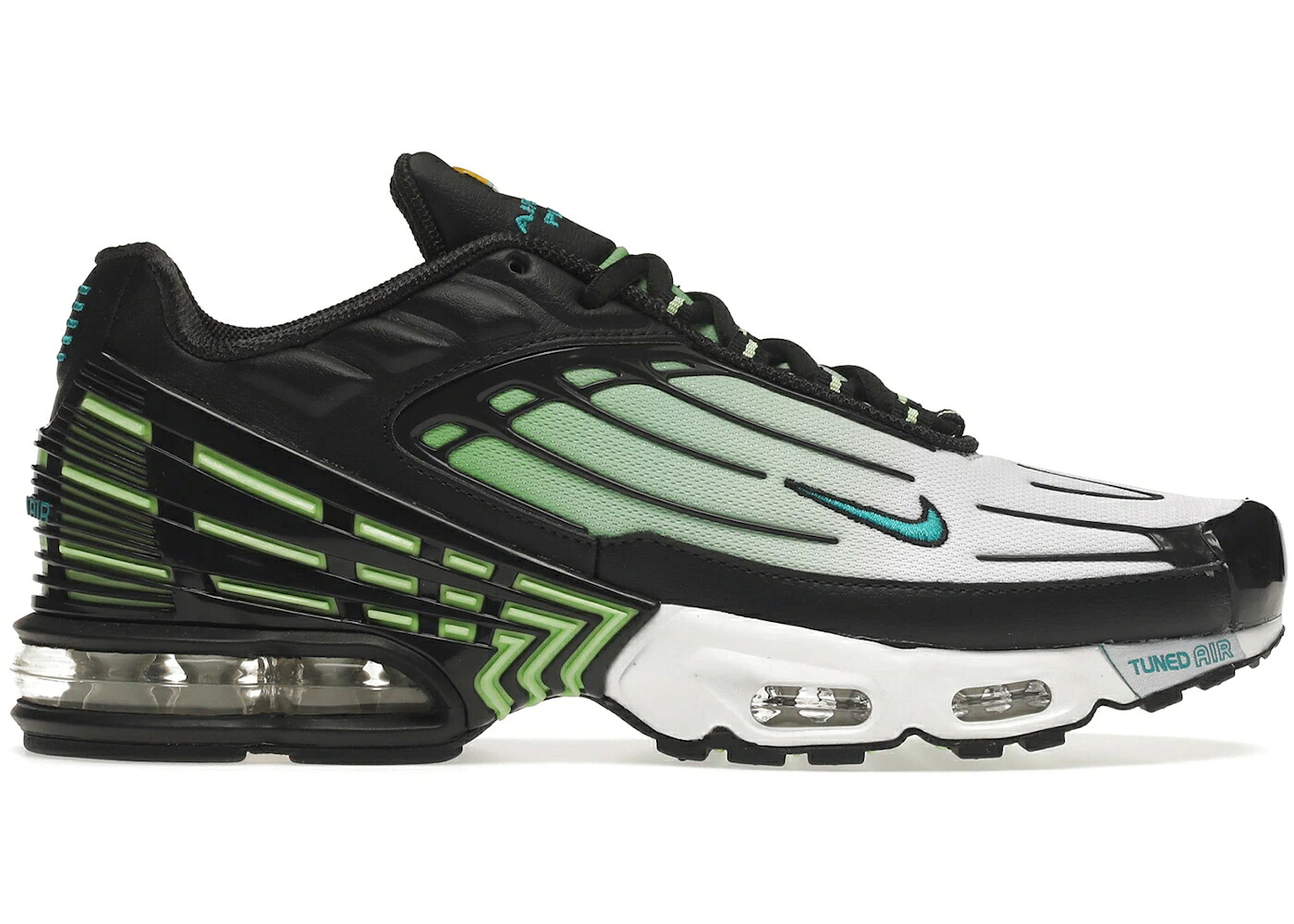 ナイキ マックス 緑 グリーン 白色 ホワイト 黒色 ブラック エアマックスプラス スニーカー メンズ NIKE AIR MAX PLUS 3 GHOST GREEN / GHOST GREEN WHITE BLACK｜スニケス