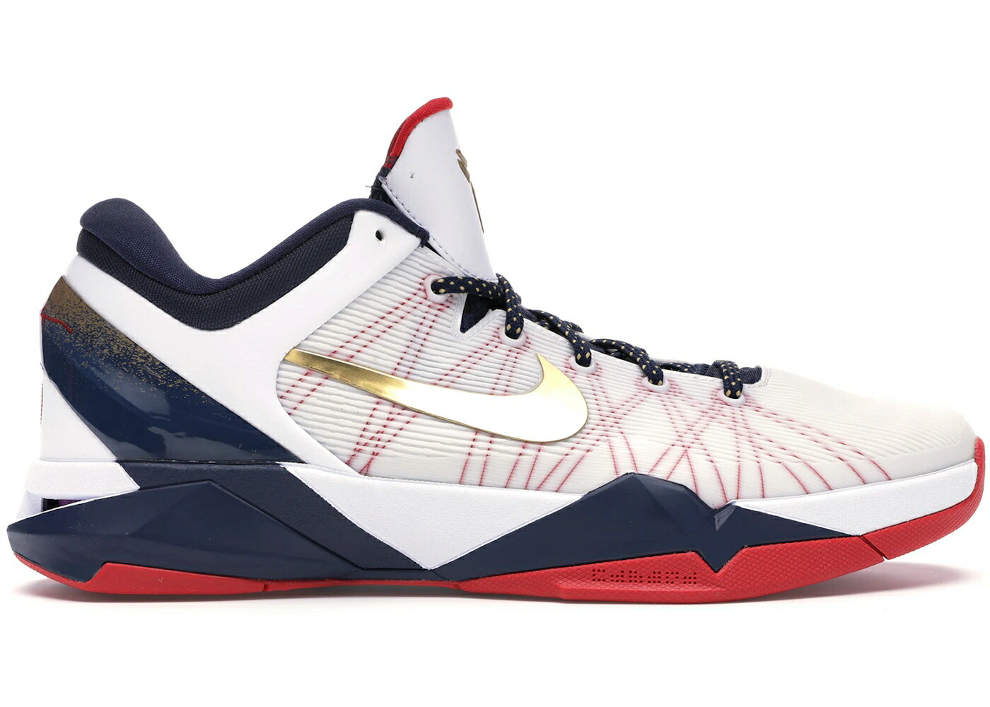 ナイキ コービー ゴールド 白色 ホワイト 赤 レッド スニーカー メンズ NIKE KOBE 7 GOLD MEDAL / WHITE OBSIDIAN UNIVERSITY RED