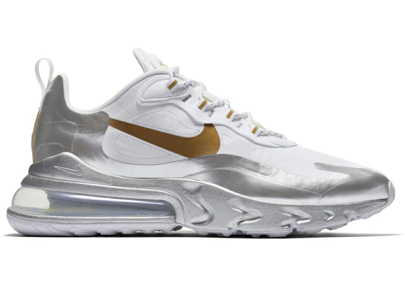 ナイキ マックス リアクト シティ スピード 白色 ホワイト 銀色 シルバー ゴールド エアマックス スニーカー メンズ NIKE AIR MAX 270 REACT CITY OF SPEED / WHITE SILVER GOLD 85,195円