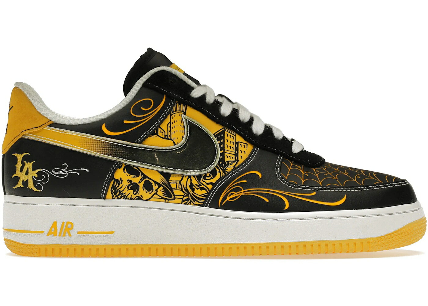ナイキ 黒色 ブラック 白色 ホワイト エアフォース MR. スニーカー メンズ NIKE AIR FORCE 1 LOW CARTOON LIVESTRONG / BLACK VARSITY MAIZE WHITE