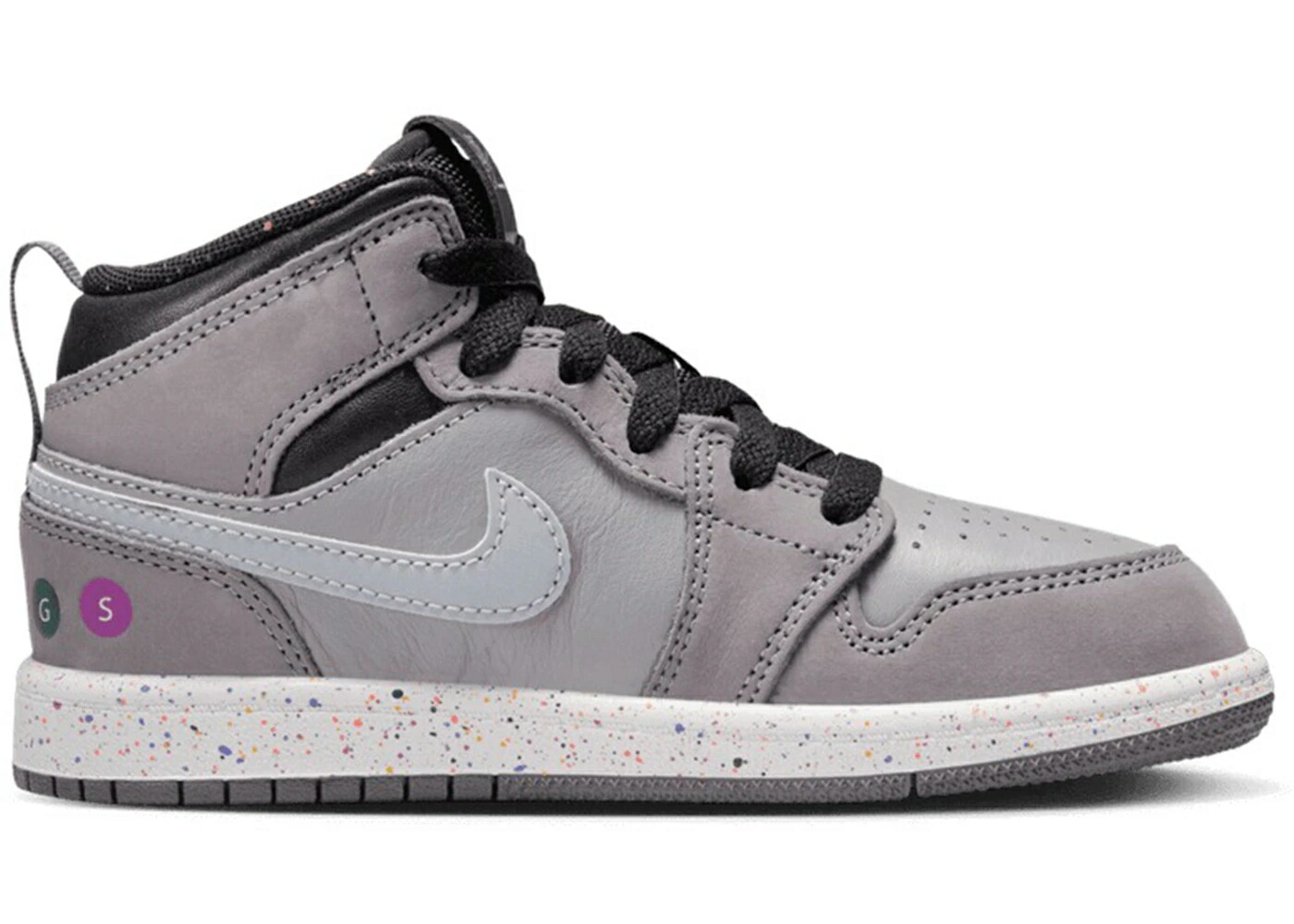 ナイキ ジョーダン ミッド しろがね色 しろがね色 黒いこと 黒いこと お坊っちゃん キッズ JORDAN 1 MID WINGS NYC SUBWAY (なおなお書き) / GUNSMOKE MATTE SILVER BLACK もの言う花 マタニティ スニーカー