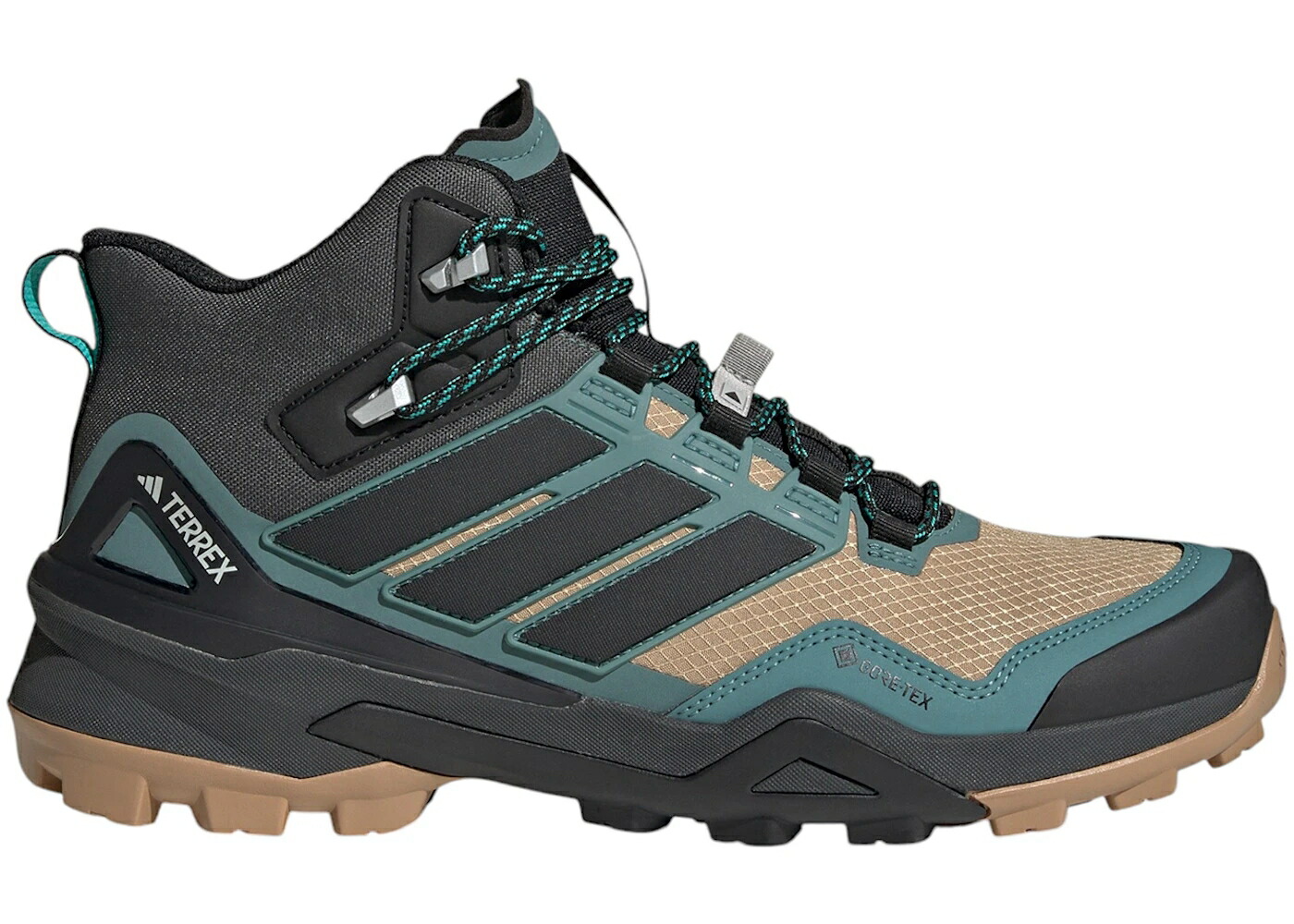 アディダス ミッド ゴアテックス コア 黒色 ブラック スニーカー メンズ ADIDAS TERREX SKYCHASER MID GORE-TEX CARDBOARD CORE BLACK PRELOVED TEAL / CARDBOARD CORE BLACK PRELOVED