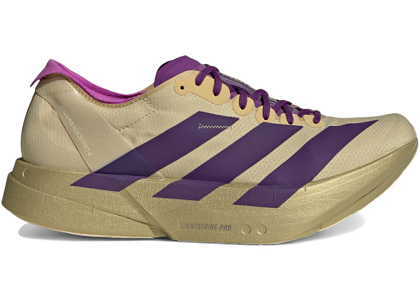アディダス アディゼロ アディオス 労働者階級 紫 パープル ゴールド 砂色 真砂 スニーカー メンズ ADIDAS ADIZERO ADIOS PRO 4 RICH PURPLE GOLD METALLIC / SAND RICH PURPLE GOLD METALLIC