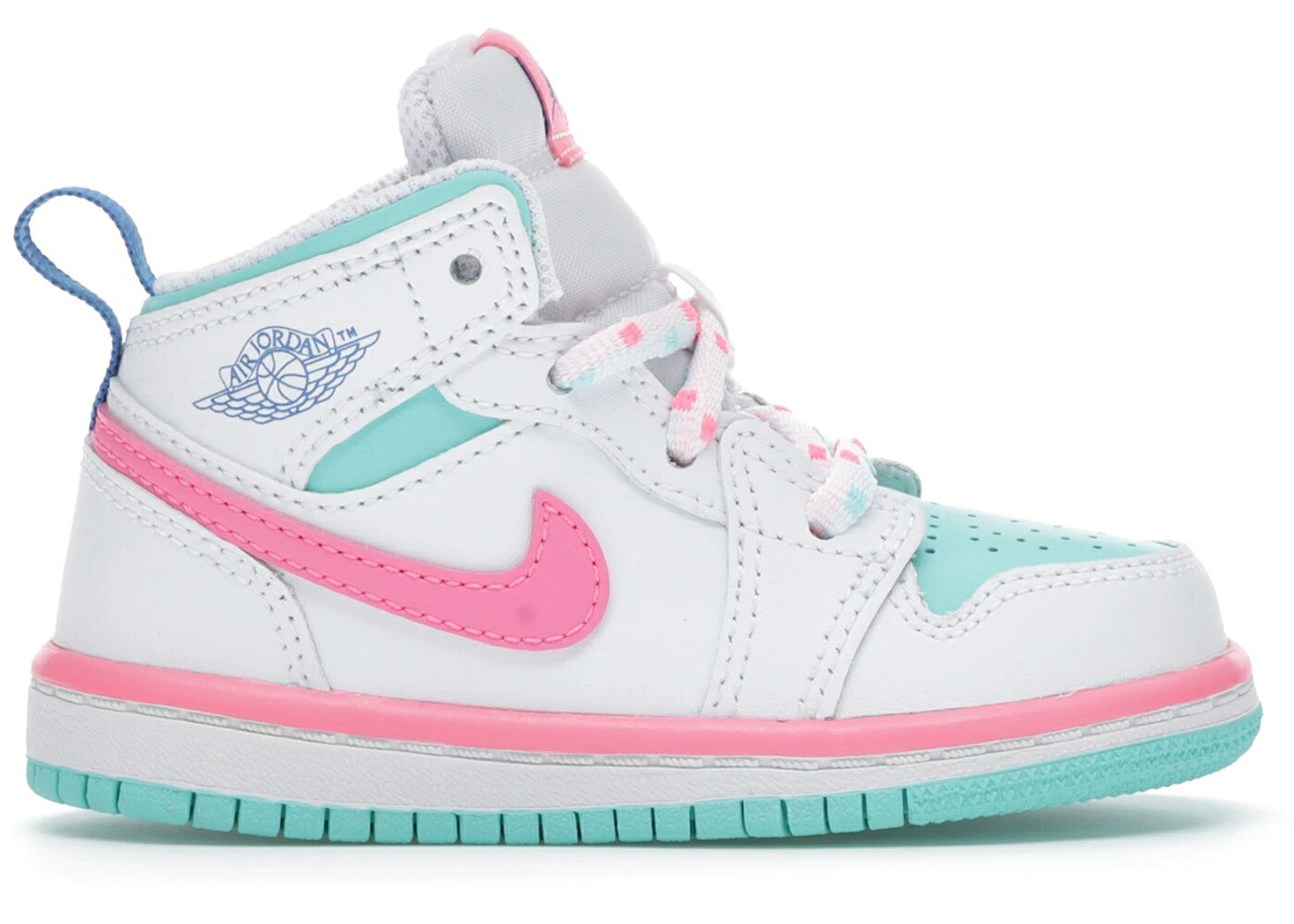 ナイキ ジョーダン ミッド 白色 ホワイト ピンク 緑 グリーン ジュニア キッズ JORDAN 1 MID WHITE PINK GREEN SOAR (TD) / WHITE DIGITAL PINK AURORA GREEN