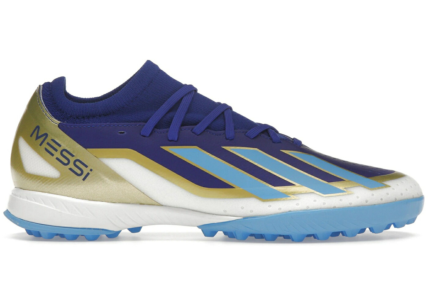 アディダス ターフ 青色 ブルー バースト 白色 ホワイト スニーカー メンズ ADIDAS CRAZYFAST MESSI LEAGUE TURF LUCID BLUE BURST CLOUD WHITE / LUCID BLUE BLUE BURST CLOUD