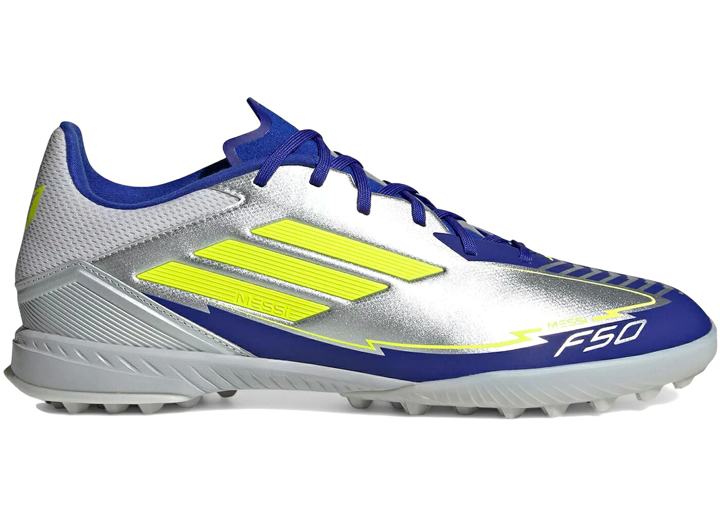 アディダス しろがね色 しろがね色 黄味がかった 黄色 スニーカー メンズ ADIDAS F50 LEAGUE TF MESSI PLAYER PACK 1 / SILVER METALLIC SOLAR YELLOW