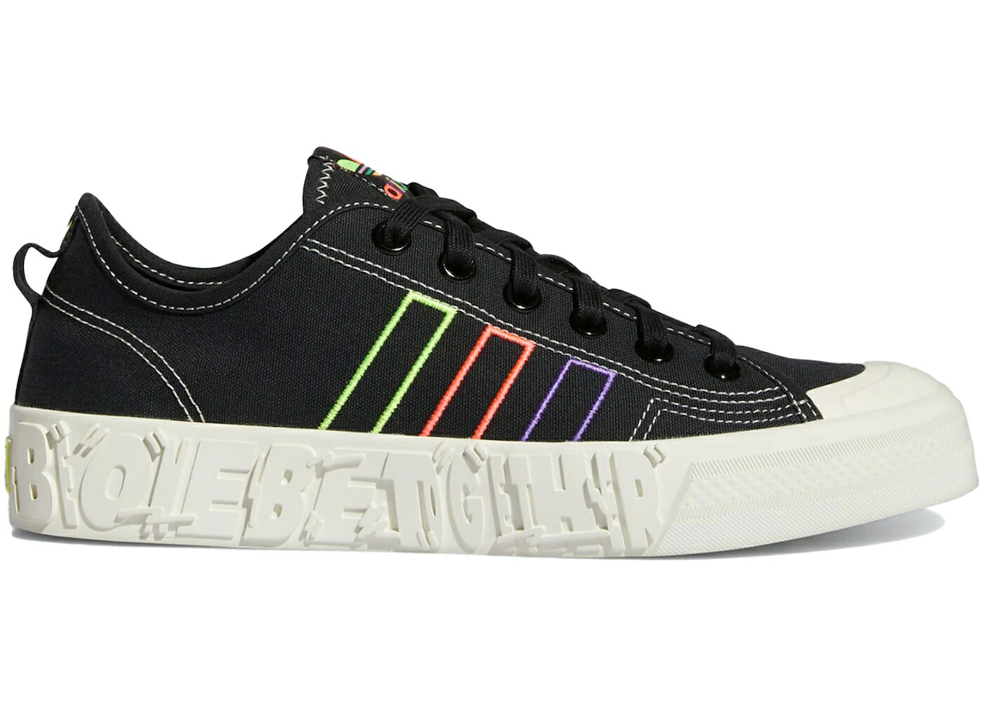 アディダス コア 黒色 ブラック 白色 ホワイト スニーカー メンズ ADIDAS NIZZA LO PRIDE (2022) / CORE BLACK CORE BLACK OFF WHITE