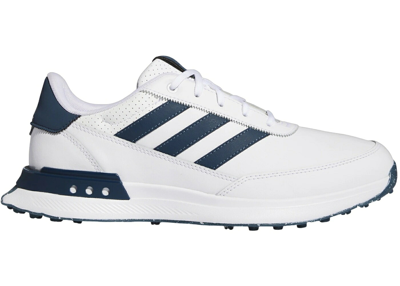 アディダス レザー ゴルフ 白色 ホワイト 紺色 ネイビー 銀色 シルバー スニーカー メンズ ADIDAS S2G SPIKELESS LEATHER 24 GOLF CLOUD WHITE COLLEGIATE NAVY SILVER METALLIC / CLOUD WHITE COLLEGIATE NAVY