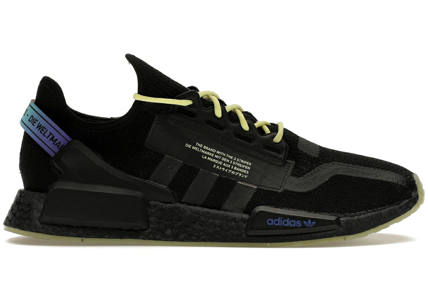 アディダス 原作 黄味がかった 黄み 中核グループ 黒いこと 黒いこと スニーカー メンズ ADIDAS NMD R1 V2 SCRIPT PULSE YELLOW / CORE BLACK PULSE YELLOW SONIC