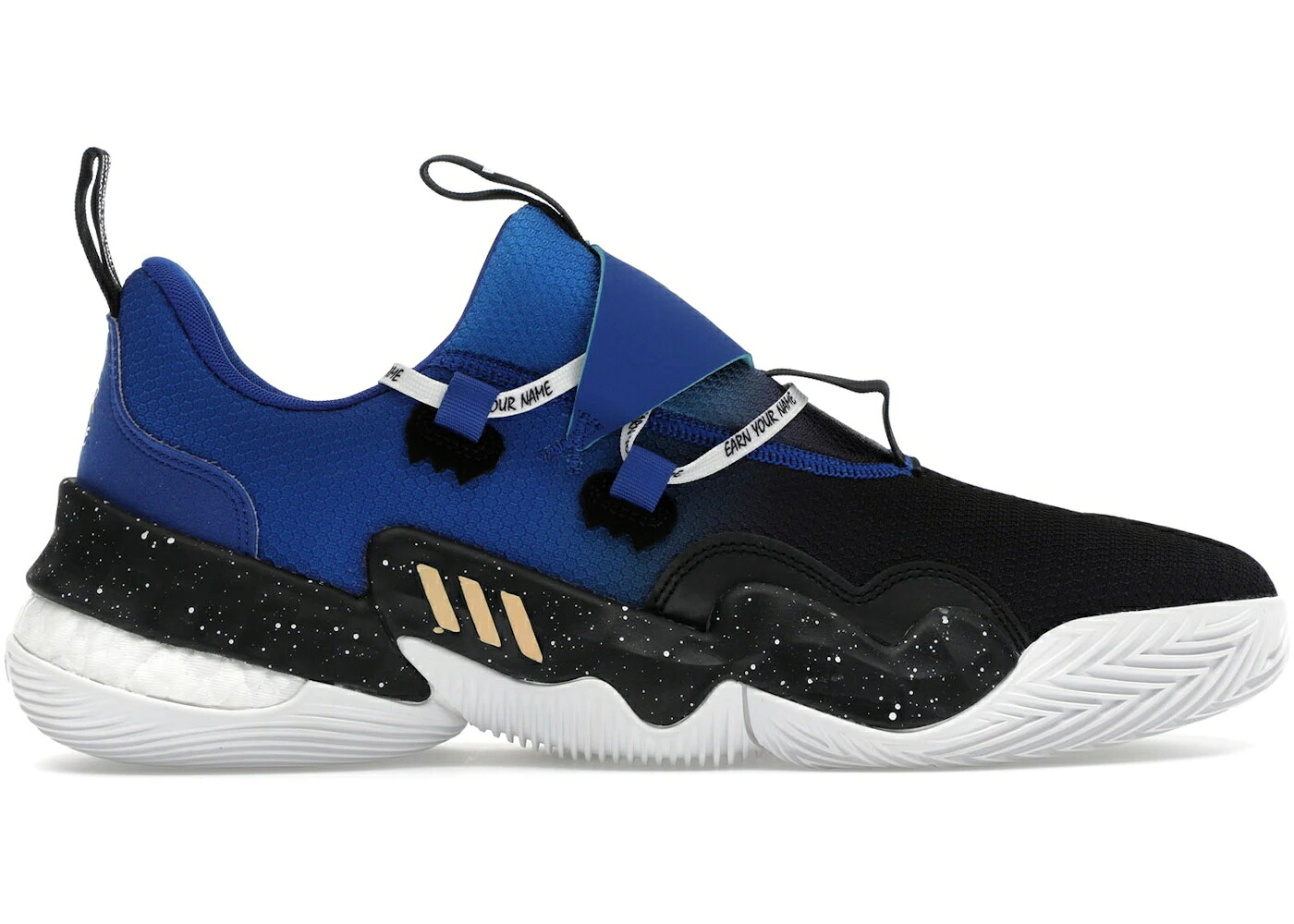 アディダス コア 黒色 ブラック 青色 ブルー スニーカー メンズ ADIDAS TRAE YOUNG 1 AEBL EARN YOUR NAME / CORE BLACK ROYAL BLUE CLOUD