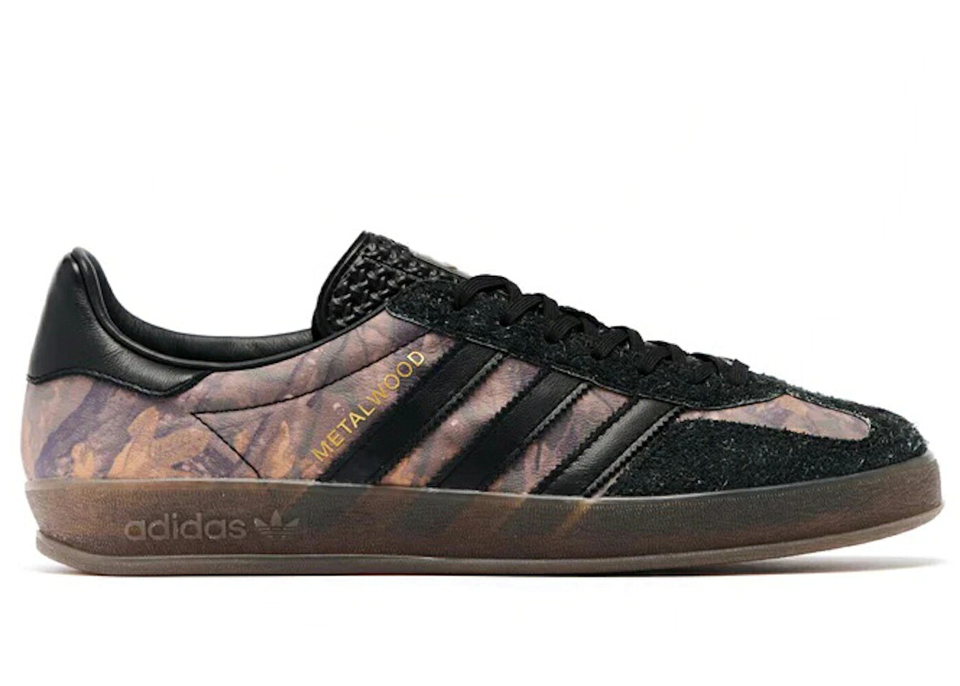 アディダス ガゼル 制作室 レアル 間鴨柄 黒いこと 黒いこと スニーカー メンズ ADIDAS GAZELLE INDOOR METALWOOD STUDIO / REAL LEAF CAMO BLACK BLACK