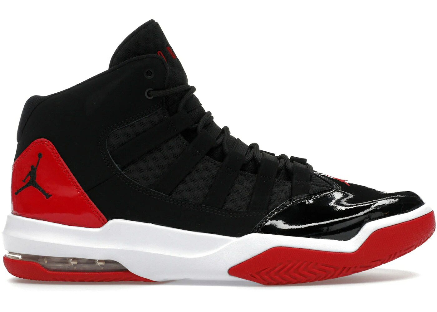 ナイキ ジョーダン マックス オーラ 黒色 ブラック 赤 レッド 白色 ホワイト スニーカー メンズ JORDAN MAX AURA BLACK / BLACK GYM RED WHITE