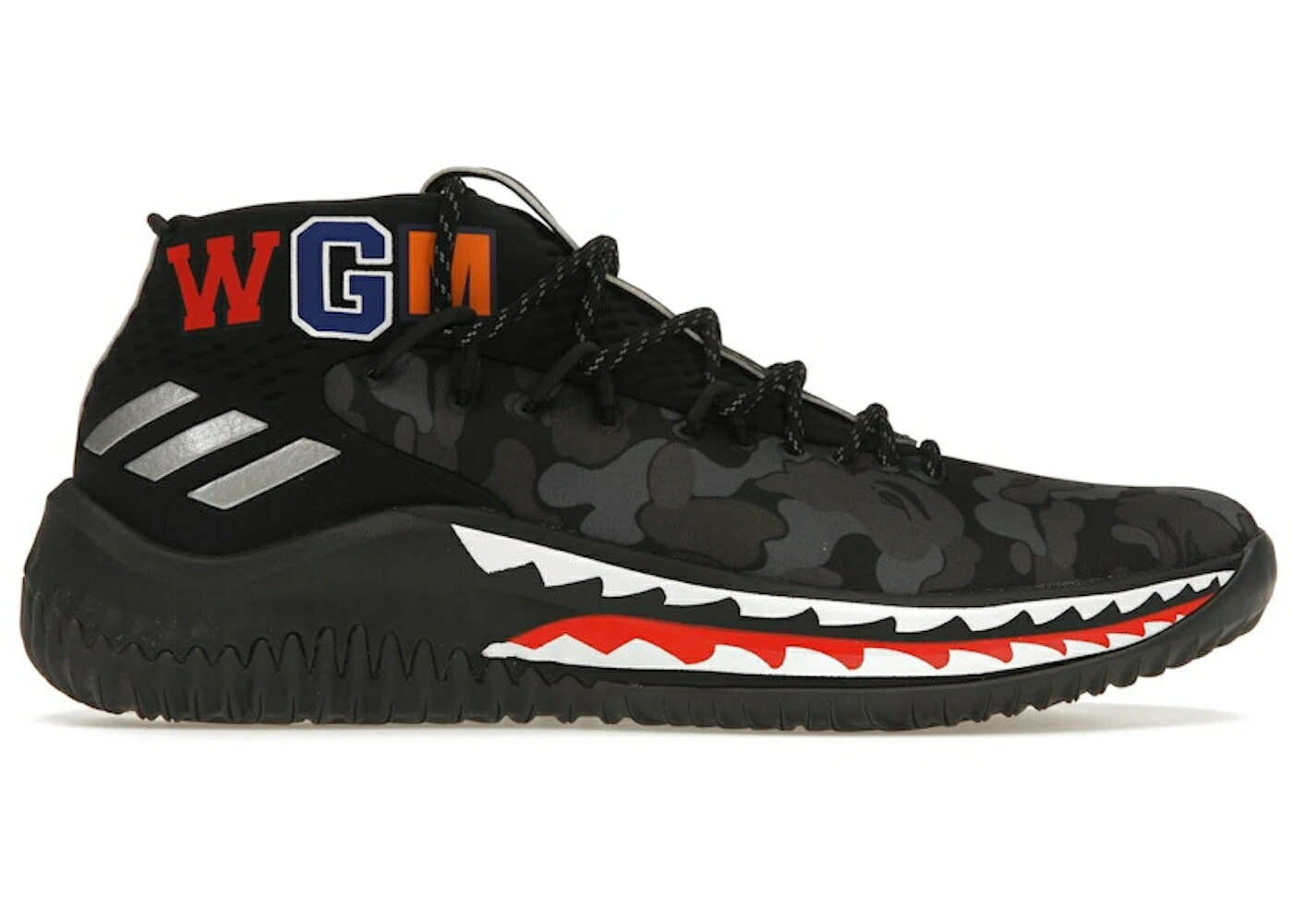 アディダス 黒いこと 黒いこと 薄墨色 薄墨色 スニーカー メンズ ADIDAS DAME 4 A BATHING APE BLACK / BLACK GREY BLACK