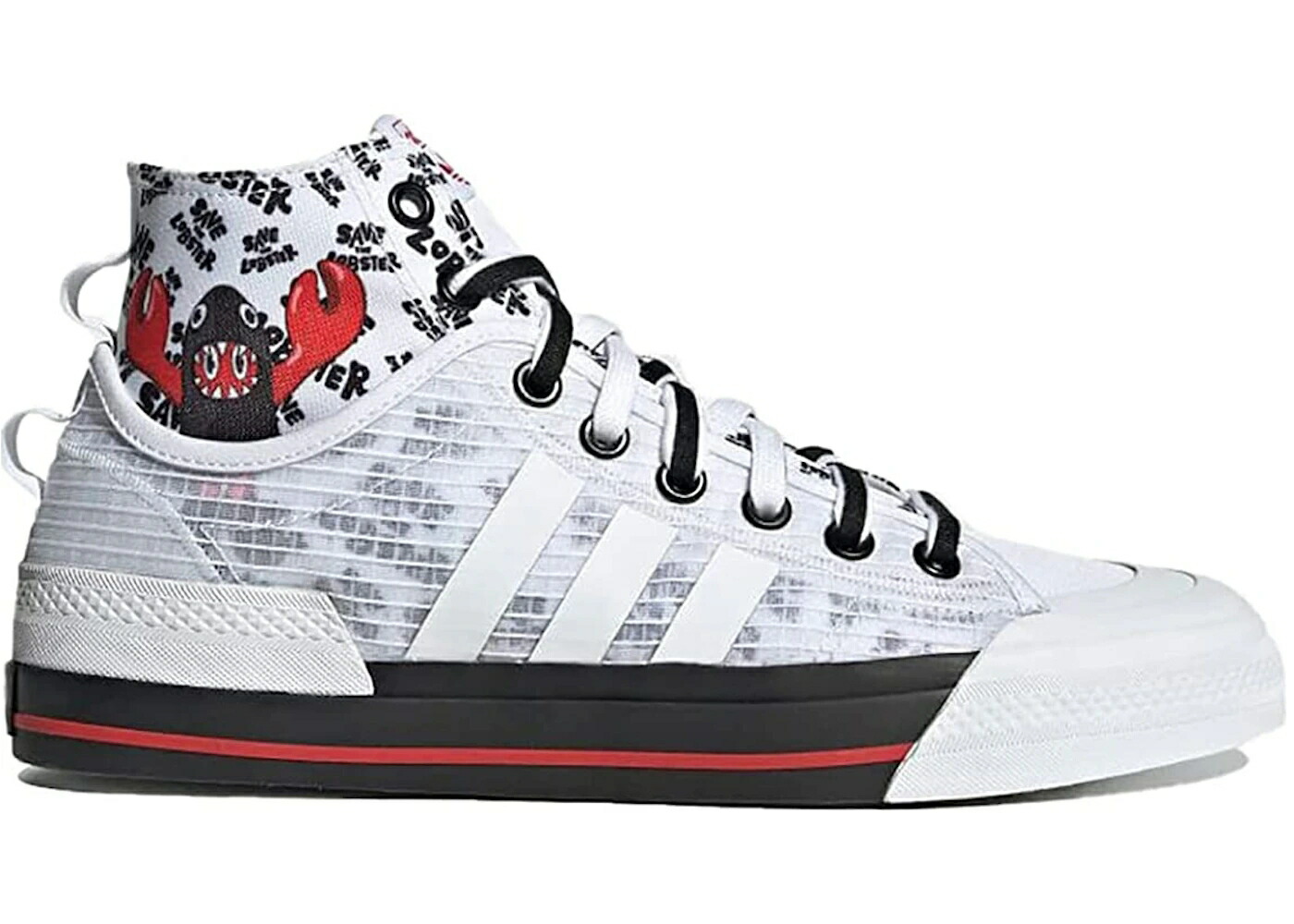 アディダス 白色 ホワイト 黒色 ブラック 赤 レッド スニーカー メンズ ADIDAS NIKZA HI SAVE THE LOBSTER / WHITE BLACK RED