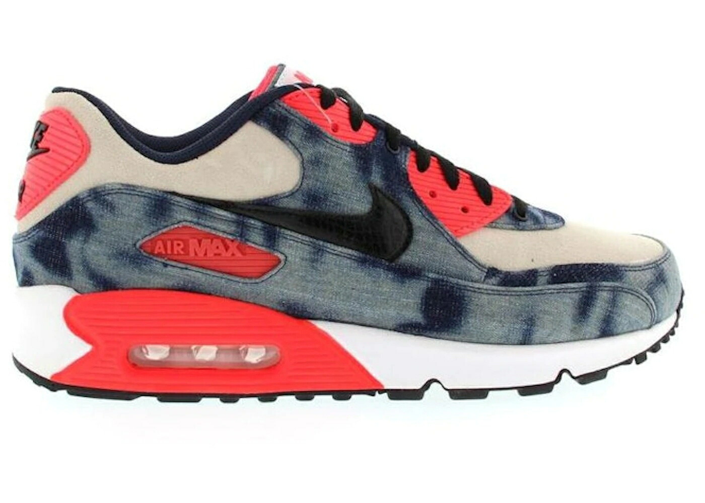 ナイキ マックス デニム 紺色 ネイビー 黒色 ブラック 白色 ホワイト エアマックス スニーカー メンズ NIKE AIR MAX 90 WASHED DENIM / MIDNIGHT NAVY BLACK WHITE|スニケス