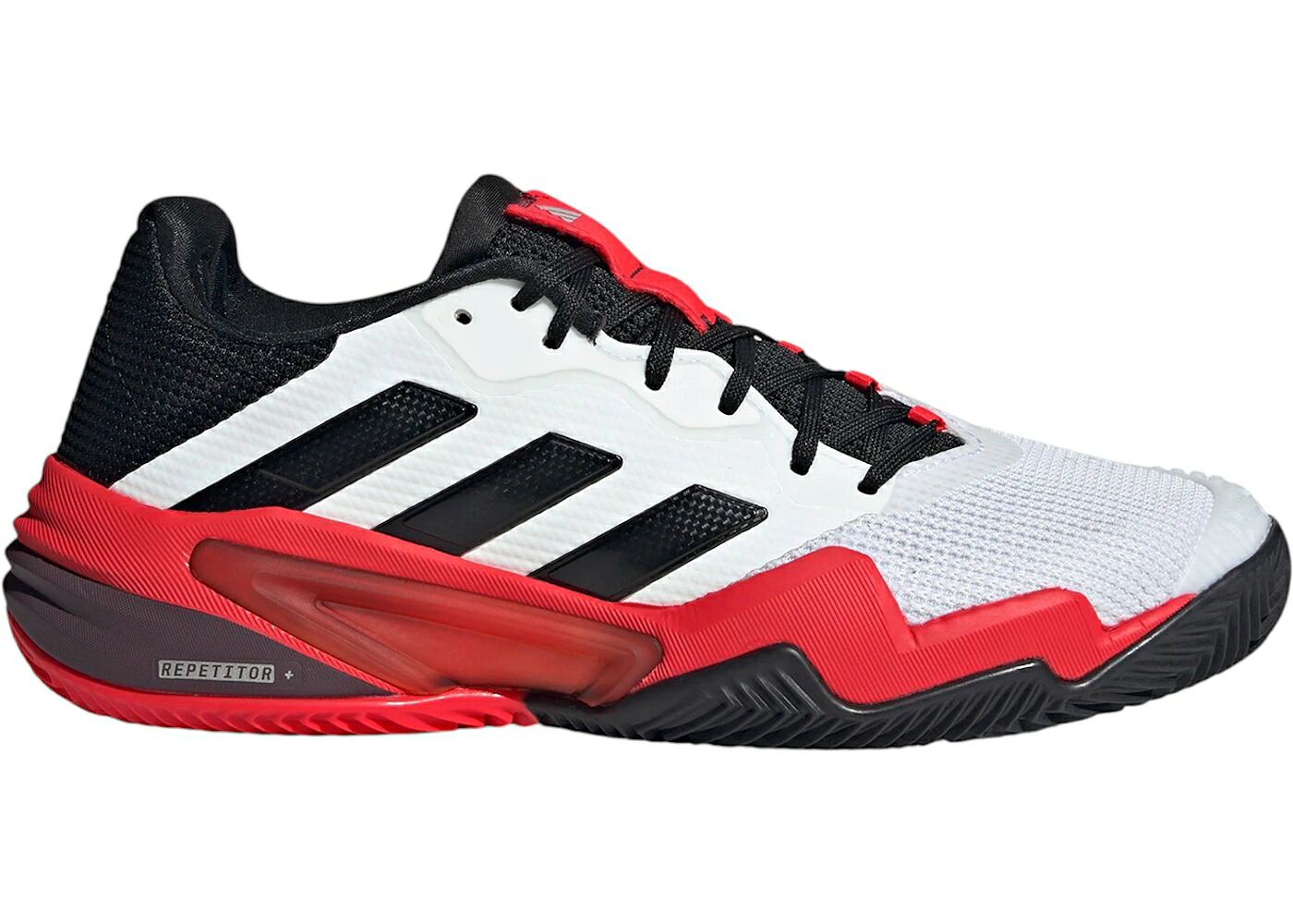 アディダス バリケード サーティーン 白色 ホワイト 黒色 ブラック 赤 レッド コア スニーカー メンズ ADIDAS BARRICADE 13 CLAY WHITE BLACK LUCID RED / CLOUD WHITE CORE BLACK LUCID RED