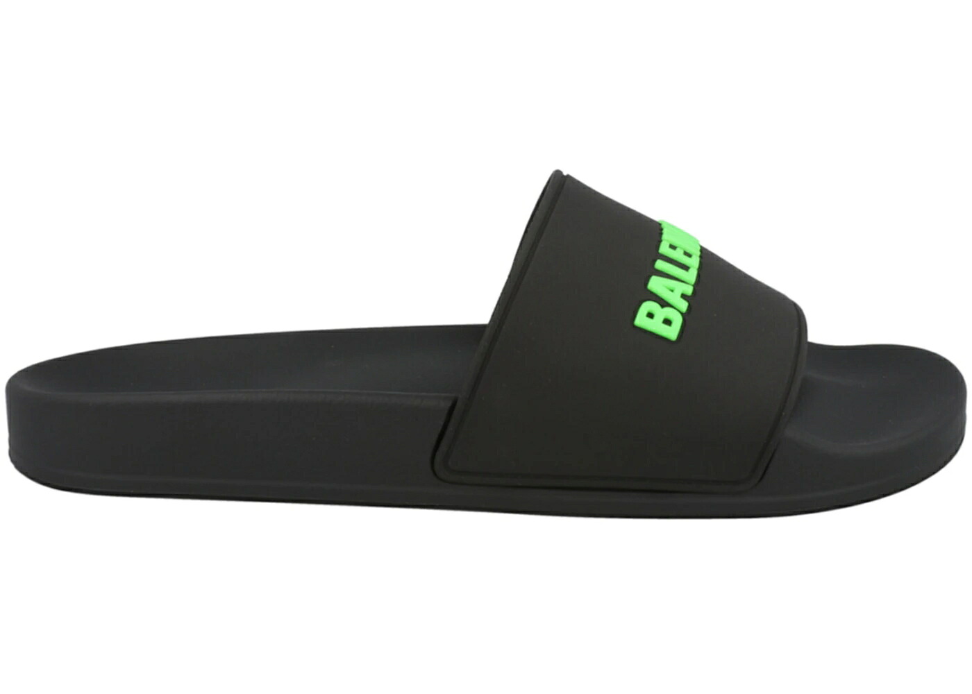 バレンシアガ ロゴ プール 黒色 ブラック 緑 グリーン スニーカー メンズ BALENCIAGA LOGO POOL SLIDES BLACK FLUO GREEN /