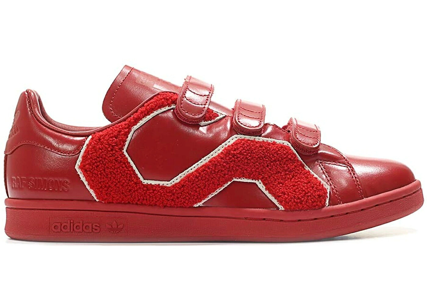 アディダス パワー 赤 レッド スタンスミス スニーカー メンズ ADIDAS STAN SMITH RAF SIMONS COMFORT BADGE POWER RED / POWER RED POWER RED POWER RED｜スニケス