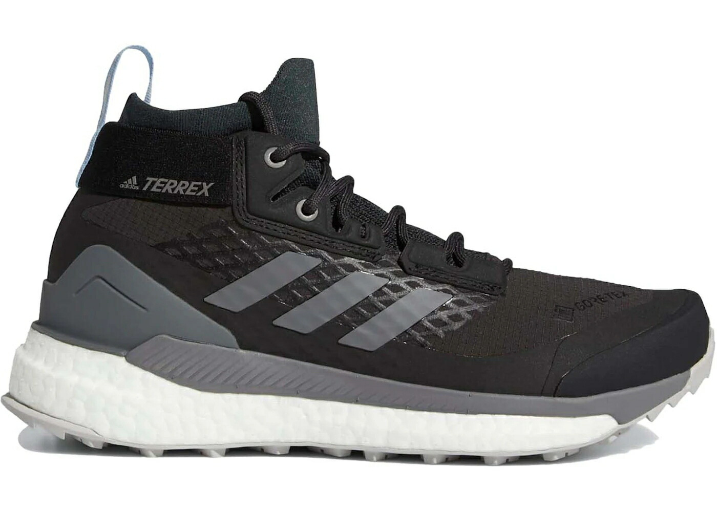 アディダス フリー ゴアテックス カーボン 灰色 グレー 青色 ブルー WOMEN'S スニーカー レディース ADIDAS TERREX FREE HIKER GORE-TEX CARBON GREY (WOMEN'S) / CARBON GREY FOUR GLOW BLUE