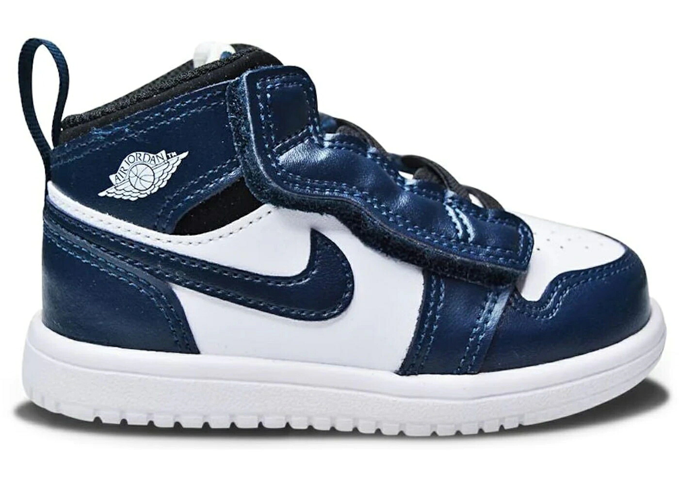 ナイキ ジョーダン ミッド 白色 ホワイト 紺色 ネイビー 黒色 ブラック ジュニア キッズ JORDAN 1 MID ALT WHITE ARMORY NAVY (TD) / ARMORY NAVY BLACK WHITE