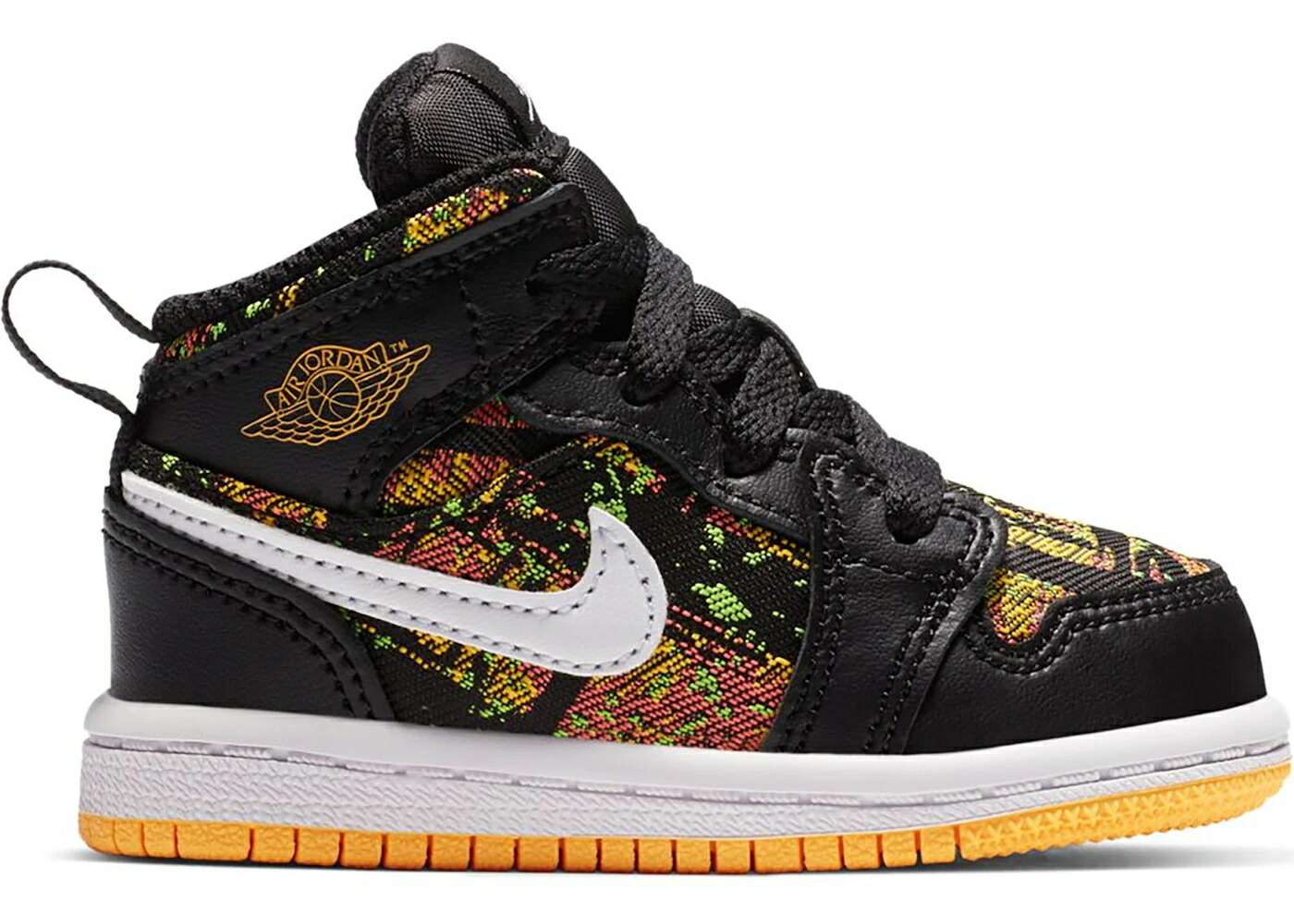 ナイキ ジョーダン ミッド 黒色 ブラック レーザー 橙 オレンジ ジュニア キッズ JORDAN 1 MID BLACK LASER ORANGE BRIGHT MELON (TD) / BLACK LASER ORANGE BRIGHT MELON