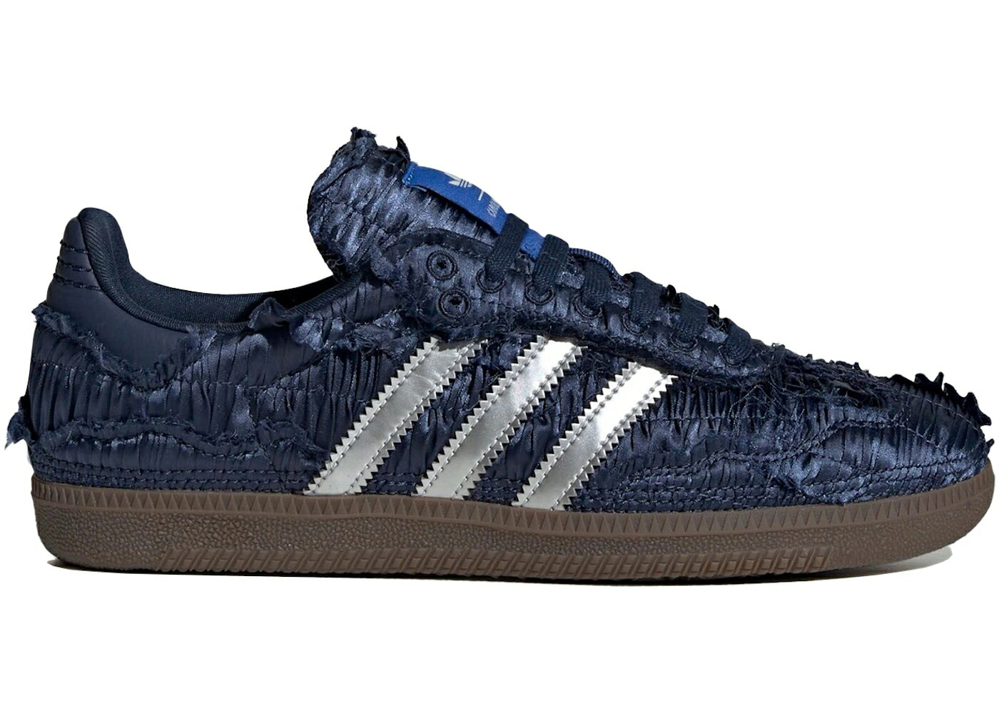 アディダス サンバ サテン 青色 ブルー 銀色 シルバー スニーカー メンズ ADIDAS SAMBA OG CAROLINE HU SATIN DARK BLUE / DARK BLUE SILVER METALLIC CHALK