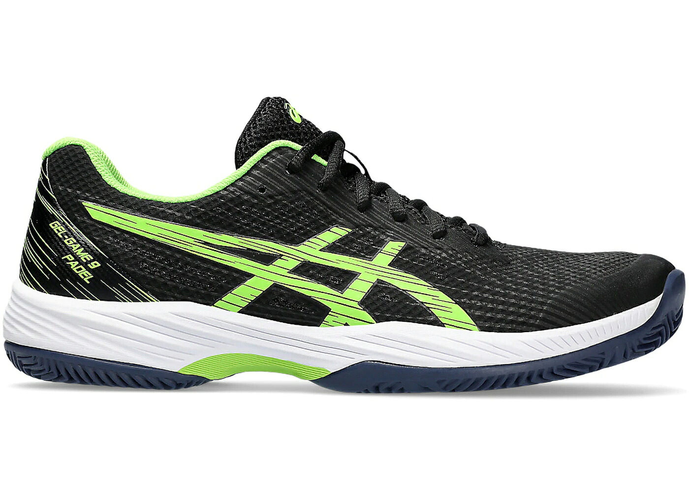 アシックス 黒色 ブラック ライム スニーカー メンズ ASICS GEL-GAME 9 PADEL BLACK ELECTRIC LIME / BLACK ELECTRIC LIME｜スニケス