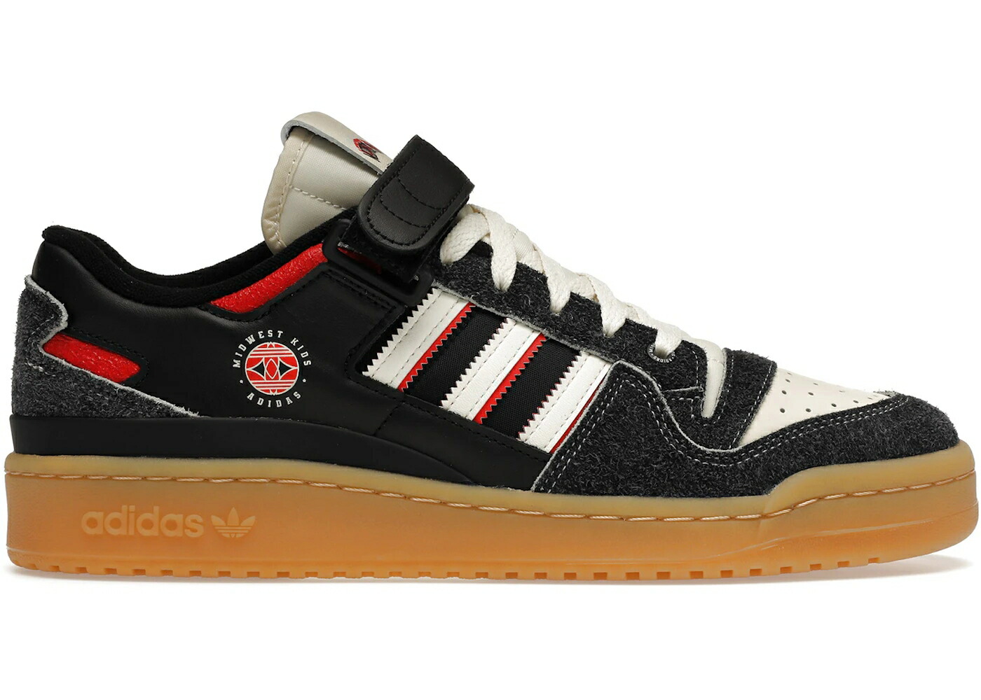 アディダス 討論会 黒いこと 黒いこと 中核グループ 白いこと 白いこと スニーカー メンズ ADIDAS FORUM LOW MIDWEST KIDS BLACK GUM / CORE BLACK CLOUD WHITE GUM