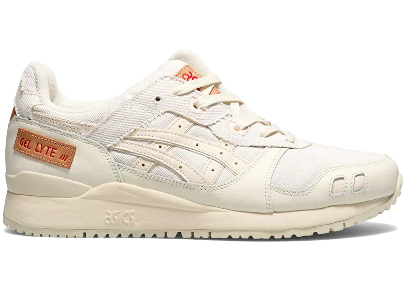 アシックス ゲルライト デニム 白色 ホワイト クリーム 赤 レッド スニーカー メンズ ASICS GEL-LYTE III OKAYAMA DENIM WHITE / CREAM WHITE TAN RED