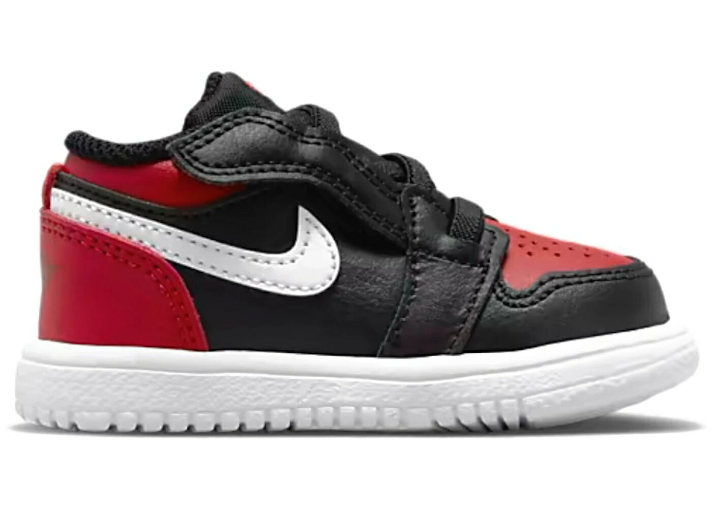ナイキ ジョーダン 黒色 ブラック 白色 ホワイト 赤 レッド ジュニア キッズ JORDAN 1 LOW ALTERNATE BRED TOE (TD) / BLACK WHITE GYM RED｜スニケス