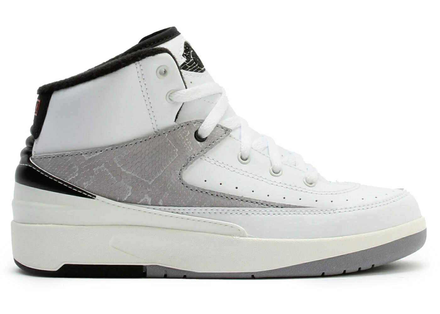 ナイキ ジョーダン 白色 ホワイト ファイア 赤 レッド 黒色 ブラック 灰色 シメント ジュニア キッズ JORDAN 2 RETRO PYTHON (PS) / WHITE FIRE RED BLACK SAIL CEMENT ベビー マタニティ スニーカー