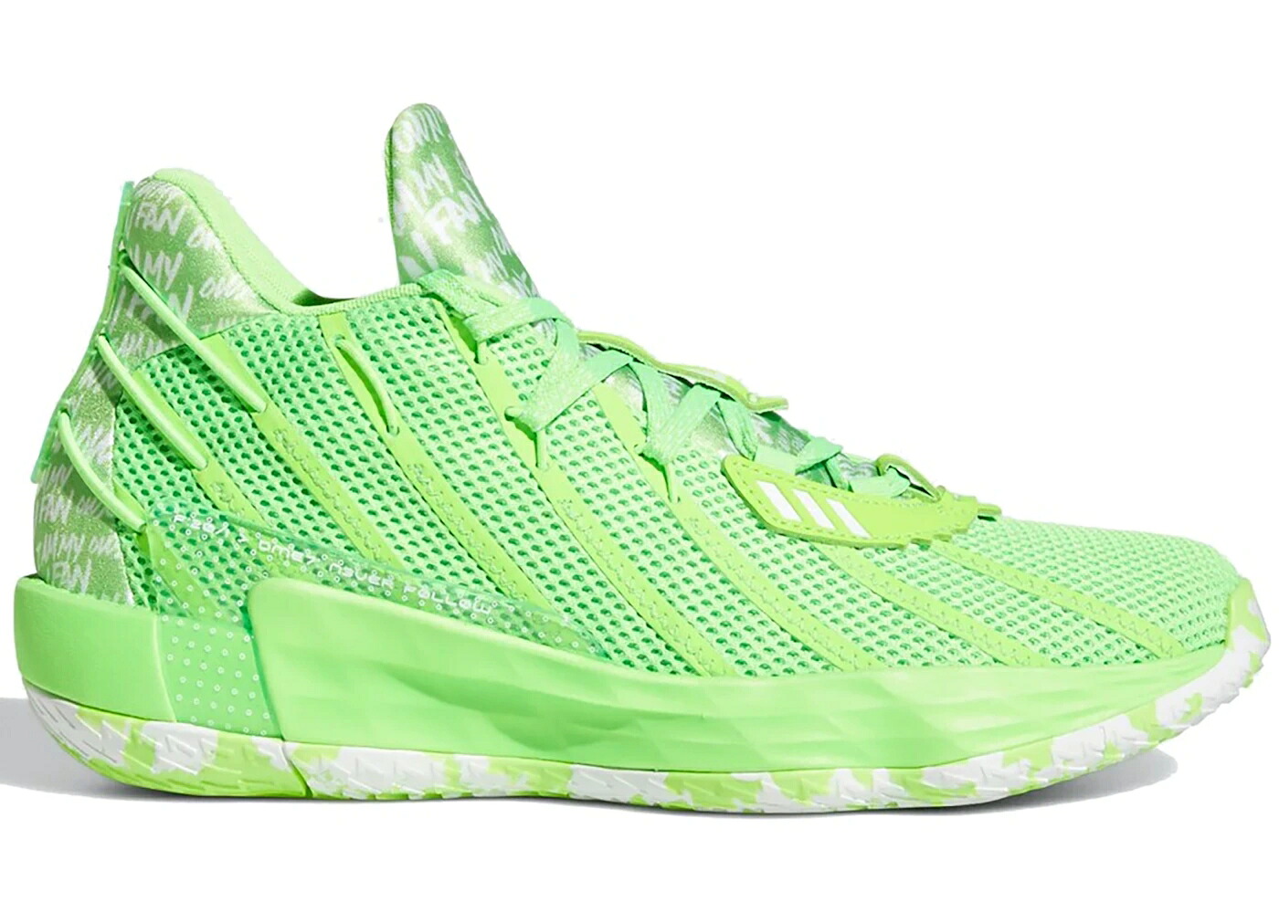 アディダス 緑 グリーン 白色 ホワイト スニーカー メンズ ADIDAS DAME 7 I AM MY OWN FAN SOLAR GREEN / SOLAR GREEN CLOUD WHITE SOLAR|スニケス