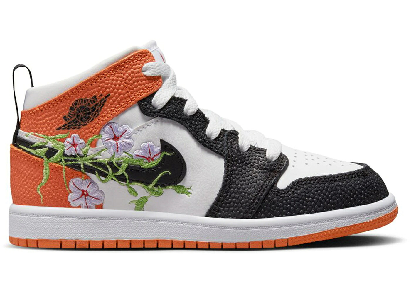 ナイキ ジョーダン ミッド バスケットボール 白色 ホワイト 緑 グリーン ジュニア キッズ JORDAN 1 MID SE BASKETBALL BLOSSOM (PS) / WHITE STARFISH VIVID GREEN BLAC ベビー マタニティ スニーカー｜スニケス