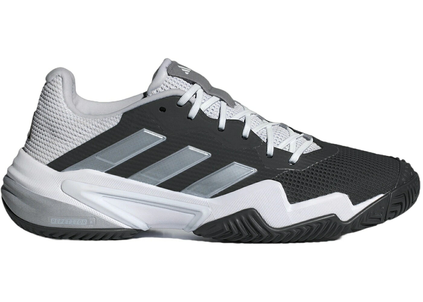 アディダス バリケード サーティーン コア 黒色 ブラック 白色 ホワイト 灰色 グレー スニーカー メンズ ADIDAS BARRICADE 13 CORE BLACK CLOUD WHITE GREY THREE / CORE BLACK CLOUD WHITE GREY