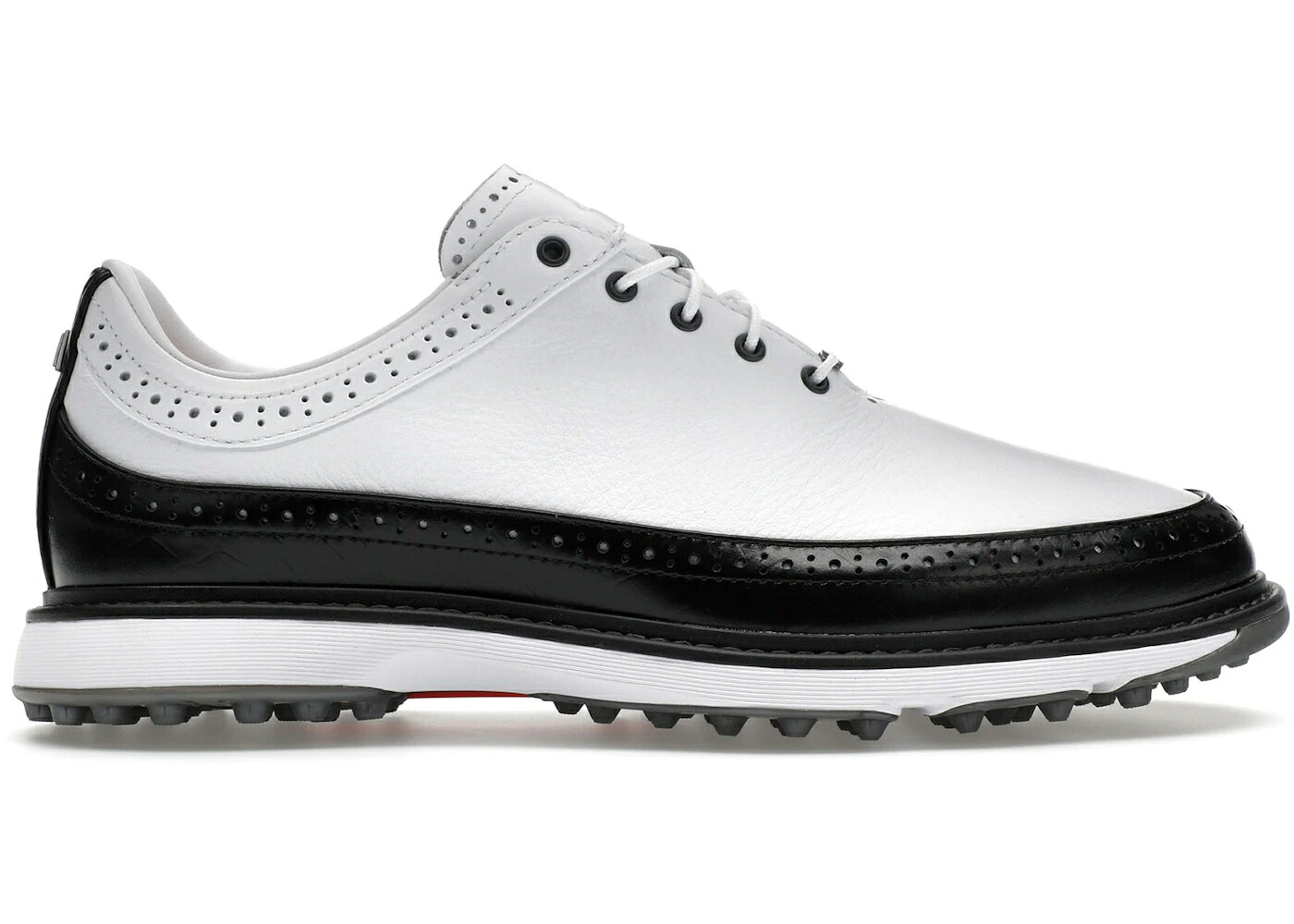 アディダス ゴルフ 白色 ホワイト コア 黒色 ブラック 赤 レッド スニーカー メンズ ADIDAS MC80 SPIKELESS GOLF CLOUD WHITE CORE BLACK BRIGHT RED / CLOUD WHITE CORE BLACK BRIGHT｜スニケス