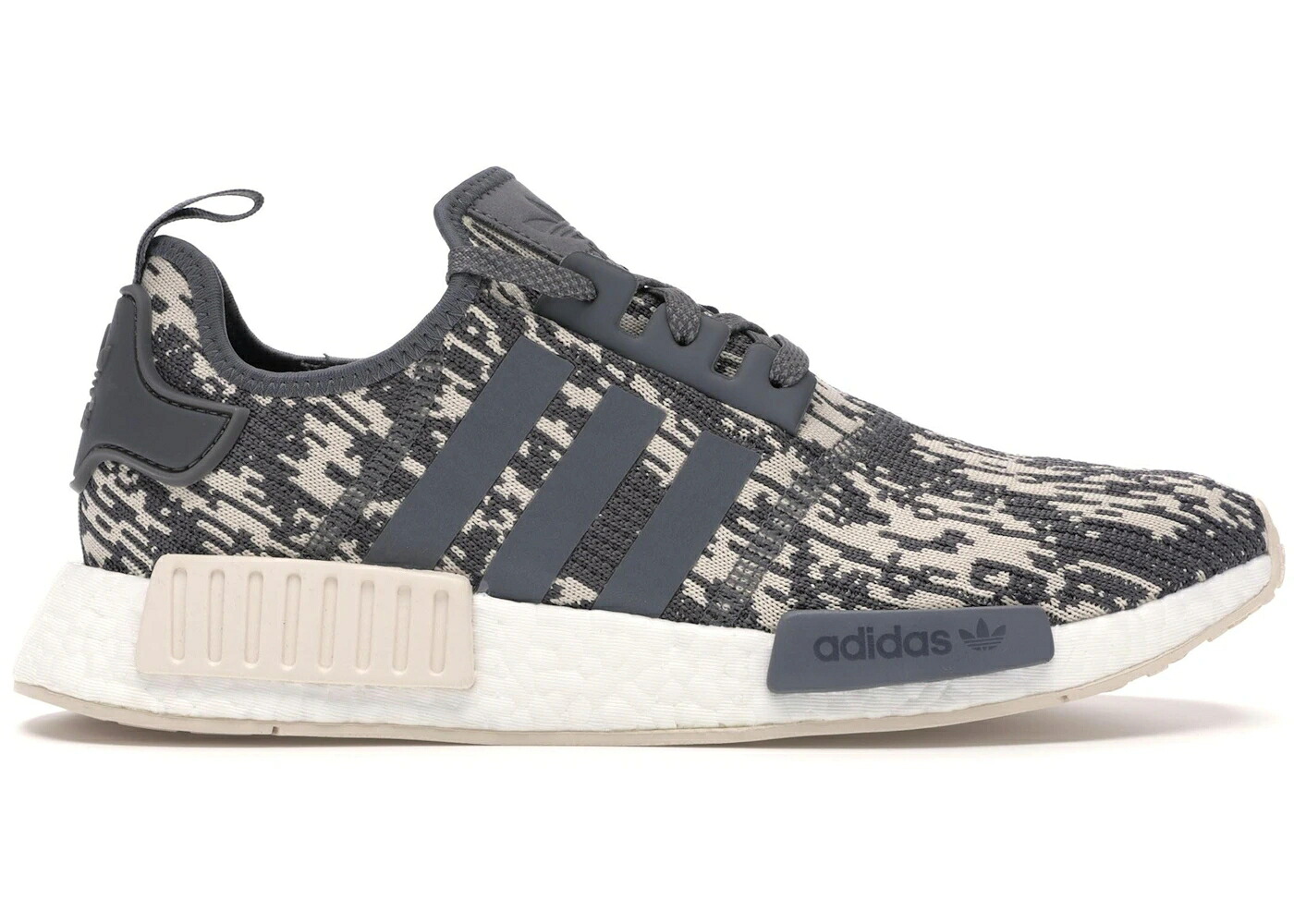 アディダス カモ柄 灰色 グレー 白色 ホワイト スニーカー メンズ ADIDAS NMD R1 GLITCH CAMO GREY LINEN / GREY FOUR LINEN RUNNING WHITE