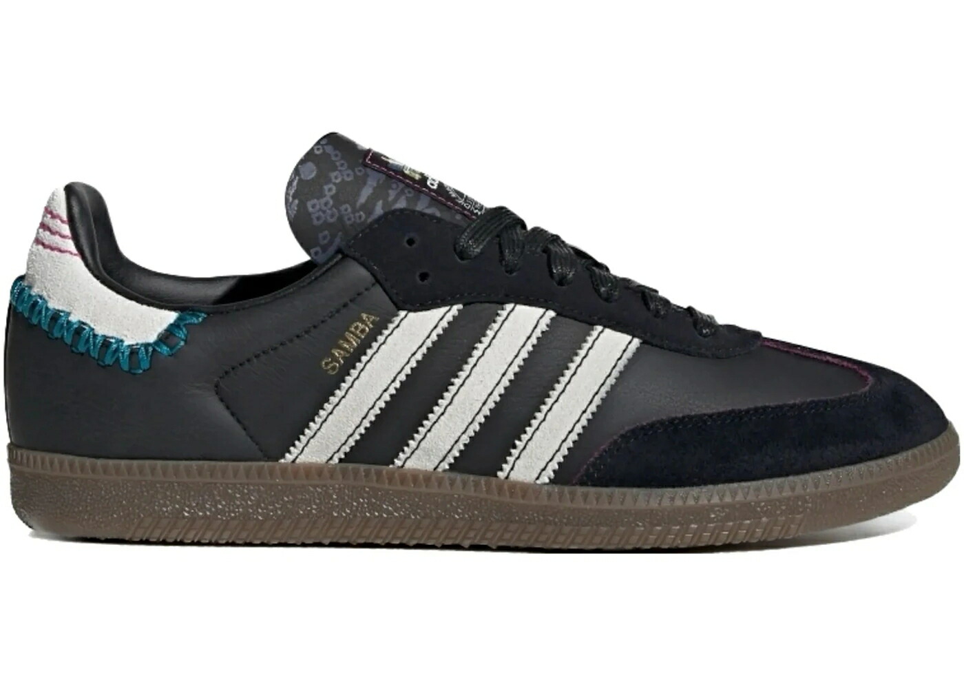 アディダス サンバ 黒色 ブラック コア 白色 ホワイト スニーカー メンズ ADIDAS SAMBA OG FEFEI RUAN CHINESE NEW YEAR PACK BLACK / CORE BLACK FOOTWEAR WHITE TEAL