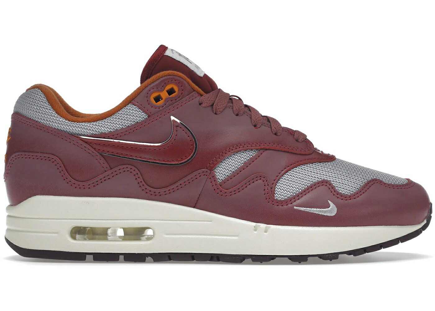 ナイキ マックス 混雑時 マルーン しろがね色 しろがね色 大気圏マックス スニーカー メンズ NIKE AIR MAX 1 PATTA WAVES RUSH MAROON (WITHOUT BRACELET) / METALLIC SILVER RUSH MAROON