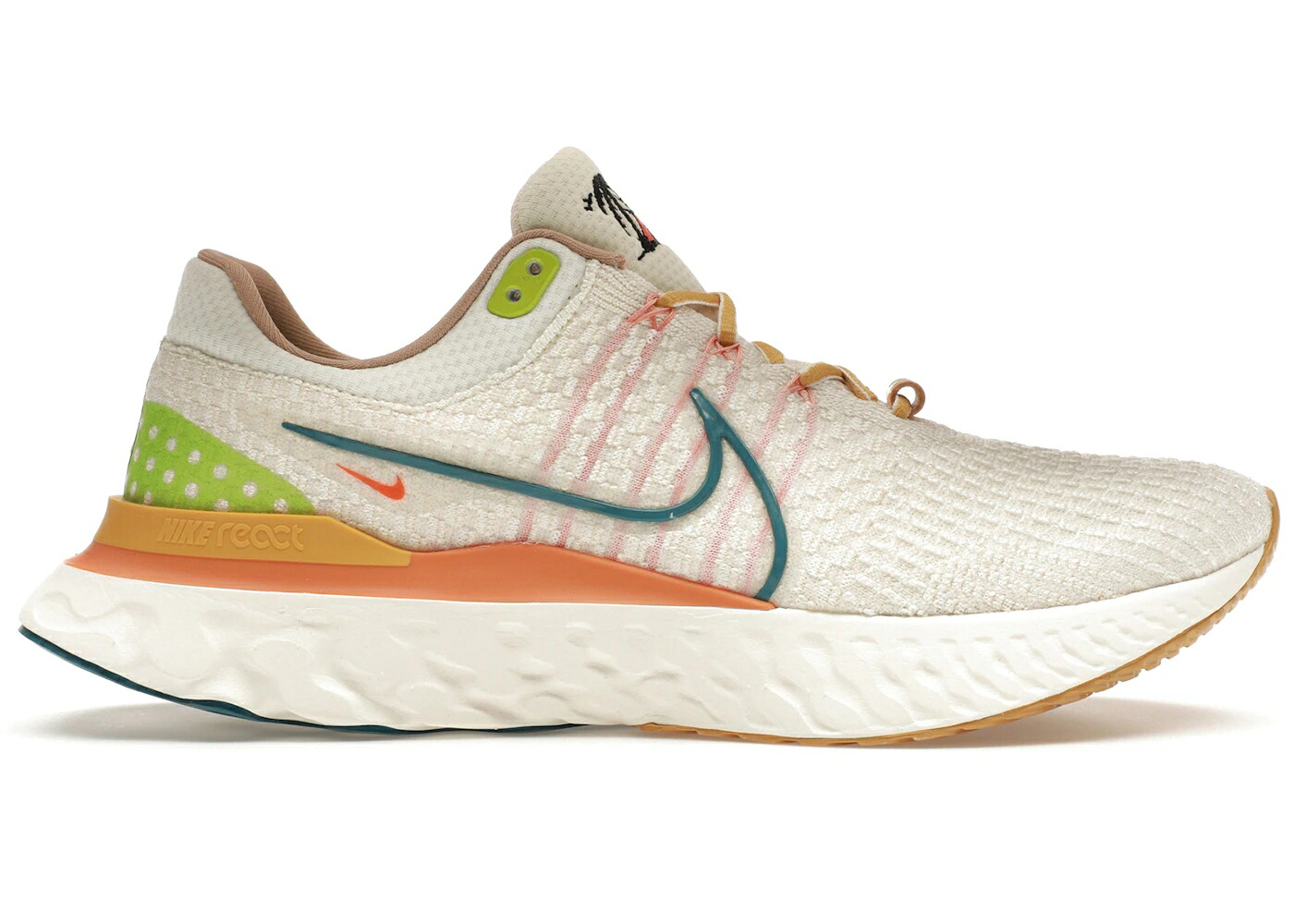 ナイキ リアクト 幽客 飛球編み物 野球クラブ カリー スニーカー メンズ NIKE REACT INFINITY RUN 3 FLYKNIT SUN CLUB SAIL HOT CURRY / SAIL RIFTBLUE HOT CURRY VIVID