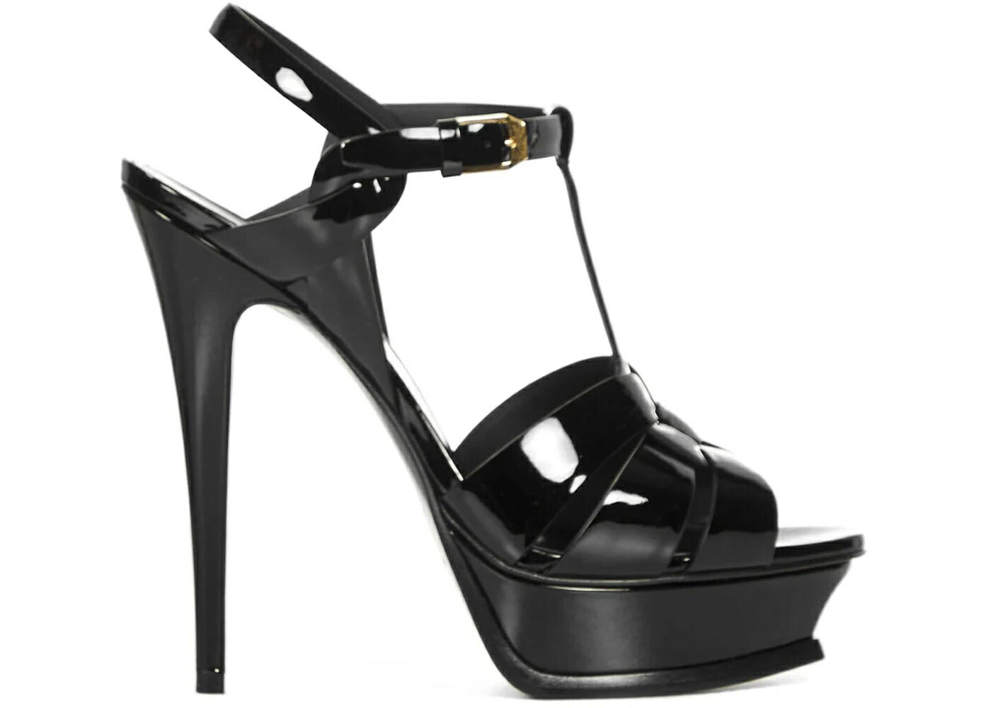 サンローラン トリビュート 黒いこと 黒いこと 専売特許 なめし革 スニーカー レディース SAINT LAURENT SAINT LAURENT TRIBUTE PLATFORM SANDAL HEELS BLACK PATENT LEATHER /