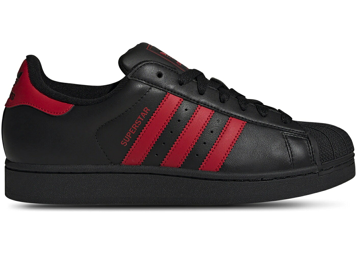 アディダス スーパースター 黒色 ブラック スニーカー メンズ ADIDAS SUPERSTAR II BLACK BETTER SCARLET / BLACK BETTER SCARLET BLACK