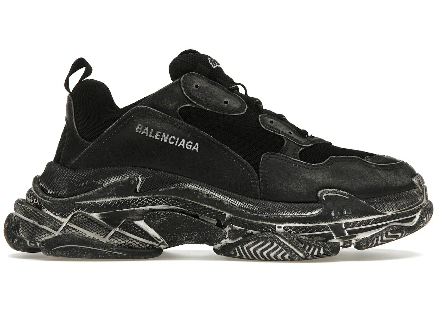 バレンシアガ 黒色 ブラック 白色 ホワイト スニーカー メンズ BALENCIAGA TRIPLE S FADED BLACK / BLACK WHITE