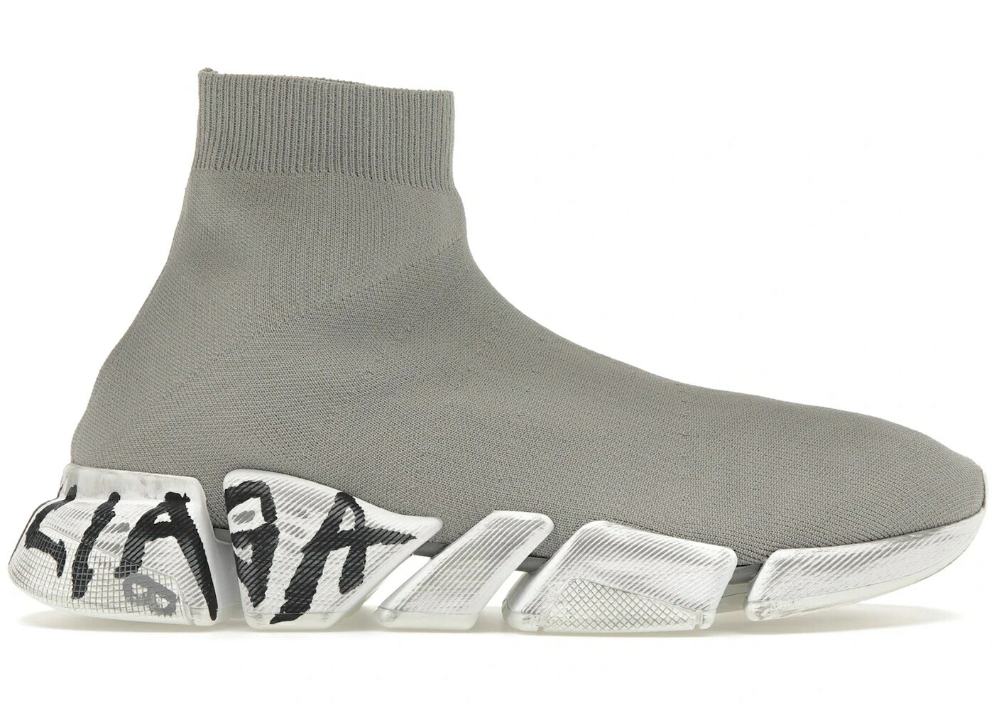 バレンシアガ スピード ニット 灰色 グレー 白色 ホワイト 2.0 スニーカー メンズ BALENCIAGA SPEED GRAFFITI RECYCLED KNIT GREY WHITE / GREY WHITE
