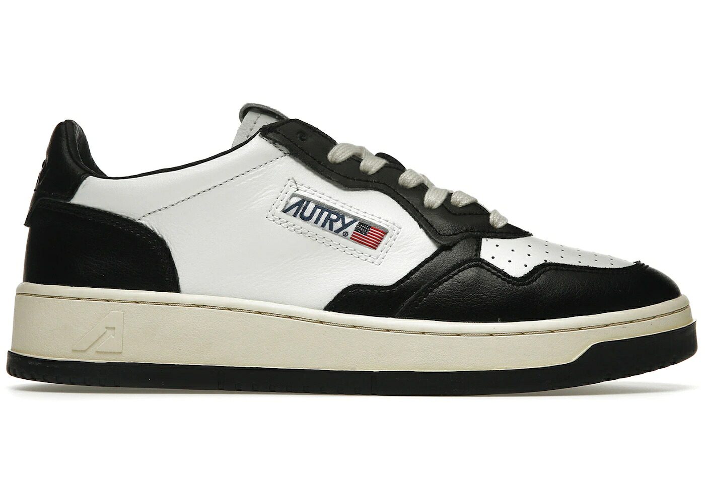 なめし革 黒いこと 黒いこと 白いこと 白いこと 皮膚軟化剤 スニーカー メンズ AUTRY MEDALIST LEATHER LOW BLACK WHITE / BLACK WHITE CREAM