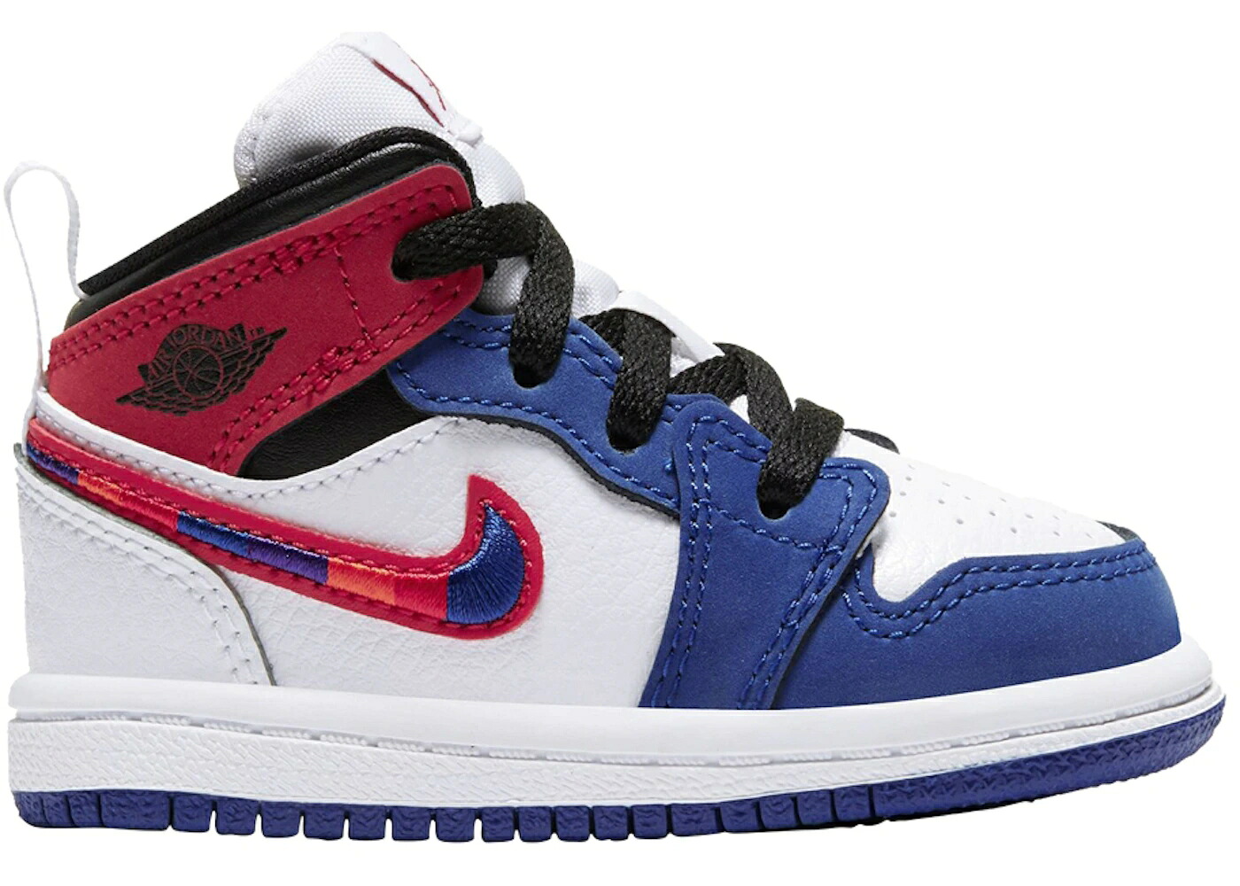 ナイキ ジョーダン ミッド ラッシュ 青色 ブルー 赤 レッド 白色 ホワイト ジュニア キッズ JORDAN 1 MID SE RUSH BLUE UNIVERSITY RED (TD) / WHITE UNIVERSITY RED RUSH BLUE｜スニケス 43,740円