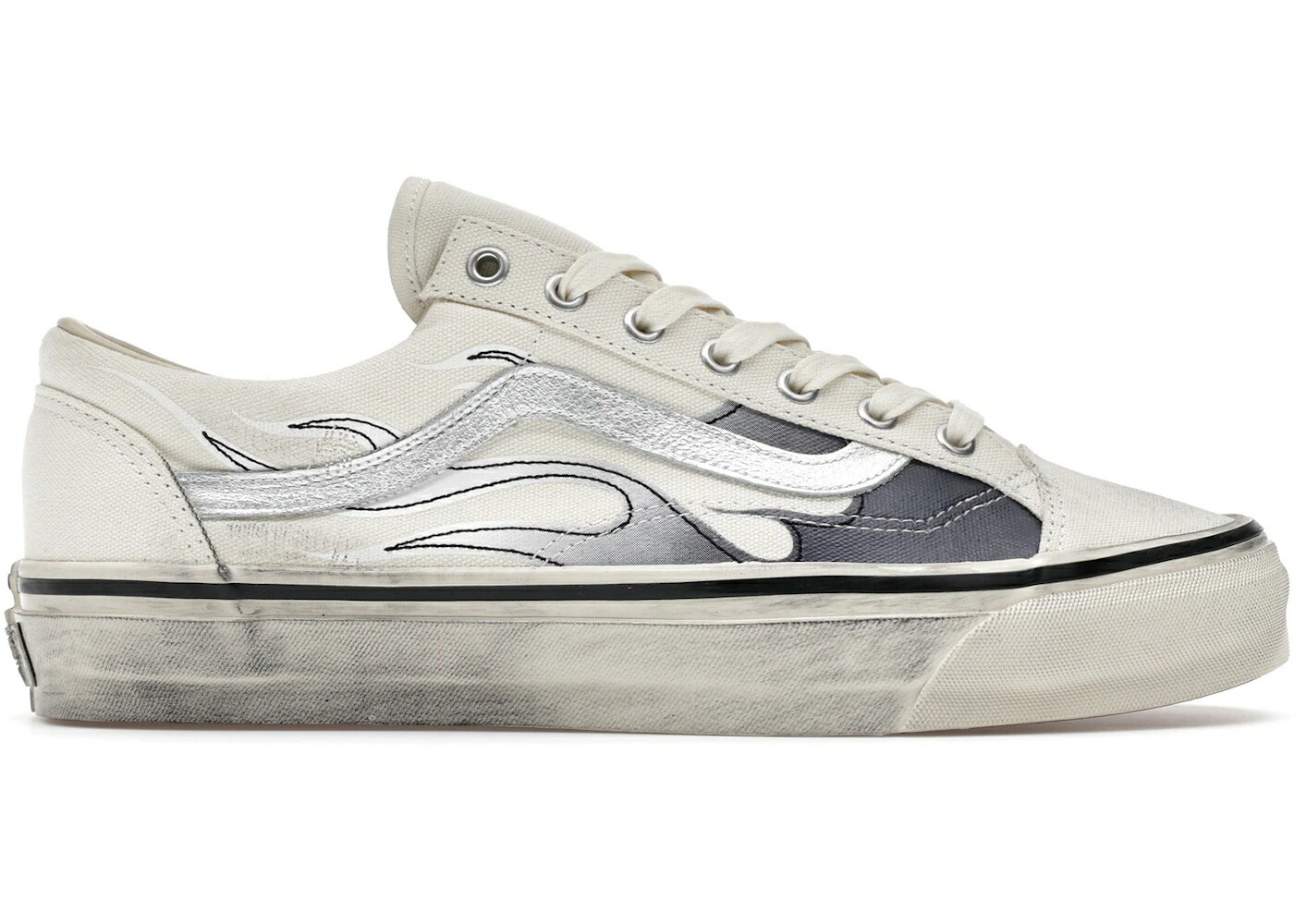 ヴァンズ バンズ 白色 ホワイト 灰色 グレー 黒色 ブラック オールドスクール スニーカー メンズ VANS LX OLD SKOOL ARCHIVE FLAME WHITE / WHITE GREY BLACK