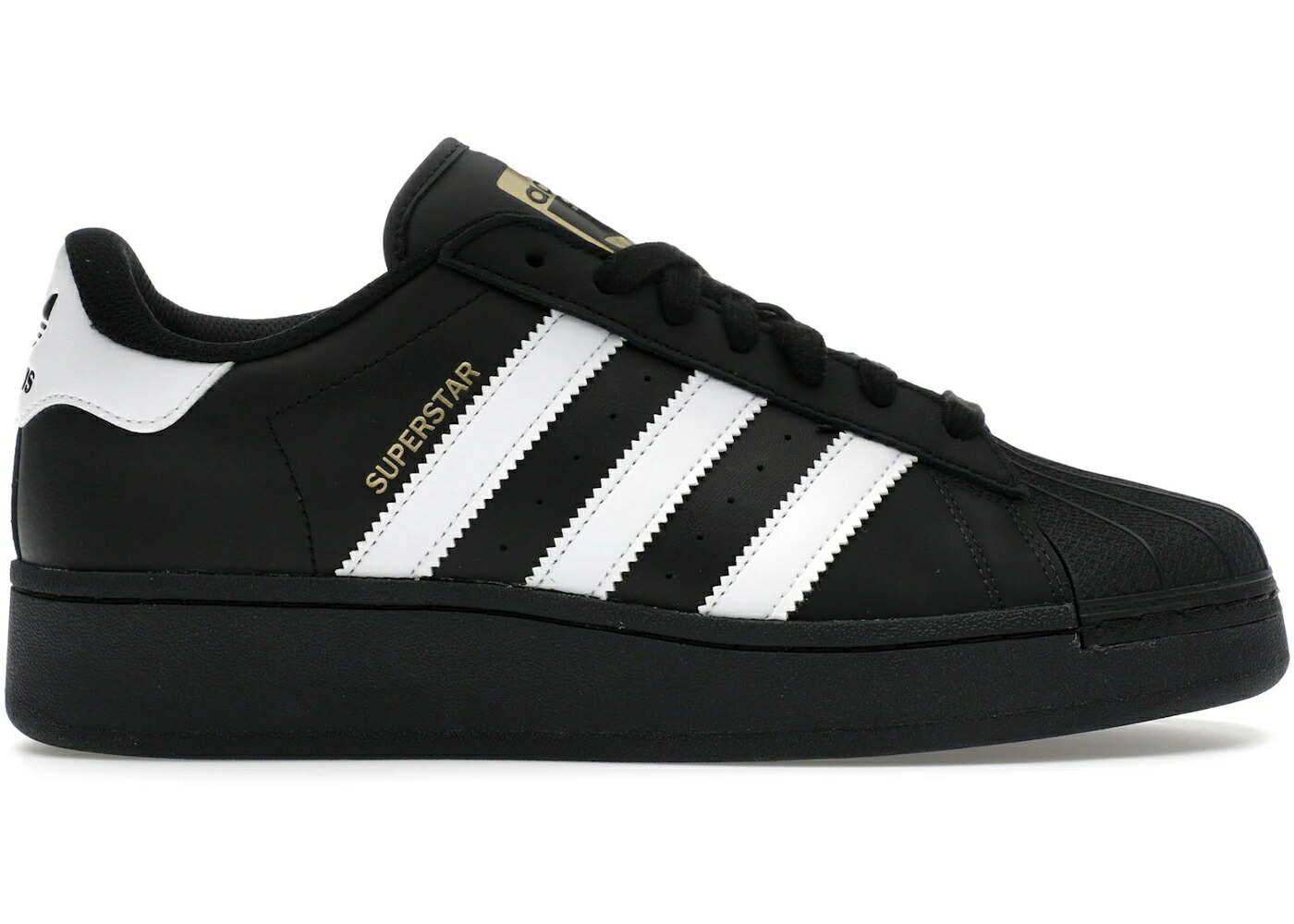 アディダス はやりっ子 黒いこと 黒いこと 白いこと 白いこと 中核グループ ゴールド スニーカー メンズ ADIDAS SUPERSTAR XLG BLACK WHITE / CORE BLACK CLOUD WHITE GOLD
